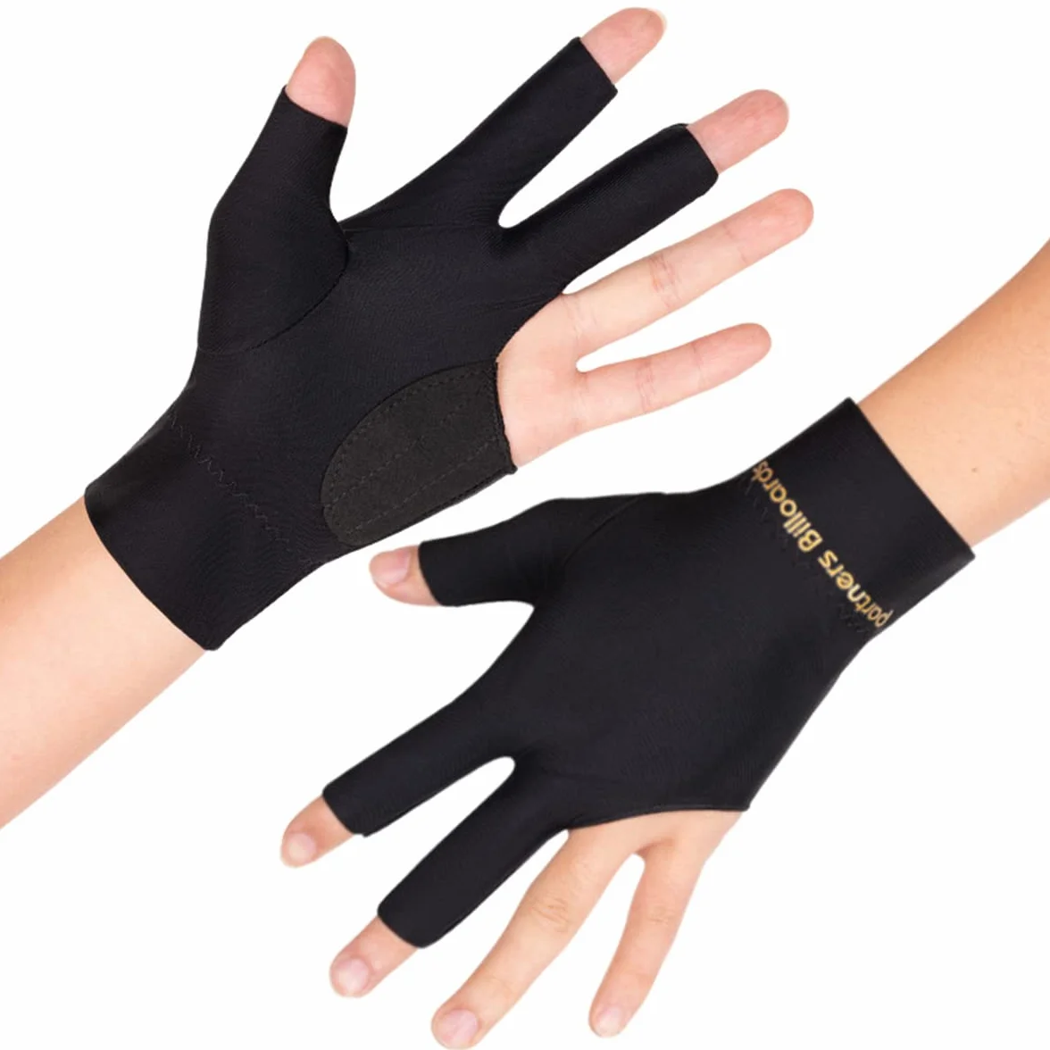 Tokaneit Guantes de Billar Antideslizantes,Guante de Taco de Tres Dedos,Guante de Billar Universal de Tres Dedos,Guantes Elásticos Transpirables,Unisex,por Las Manos Izquierda y Derecha 2 Piezas