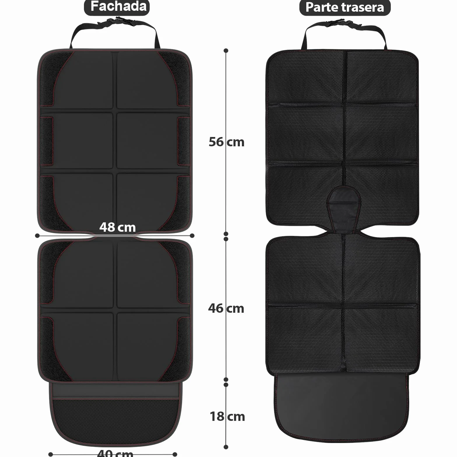 Gimars XL 2 Piezas Protector Asiento Coche Silla Bebe, [Compatible ISOFIX], Universal Impermeable Tela Oxford 600D Protector Silla Coche Niños con 2 Bolsillos de Malla, SUV Sedán Camión, Negro