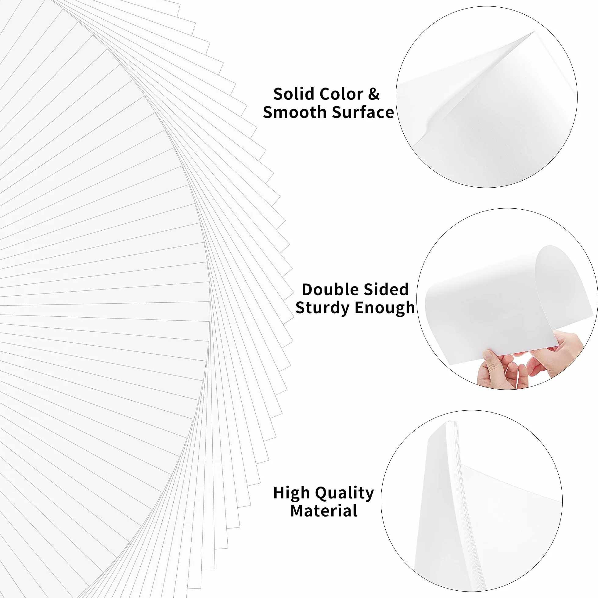 Papel de cartón blanco A4 – 70 hojas 200 g/m²/75 lb, grueso a doble cara para impresora, fabricación de tarjetas, bricolaje, scrapbooking PAC05WHA470