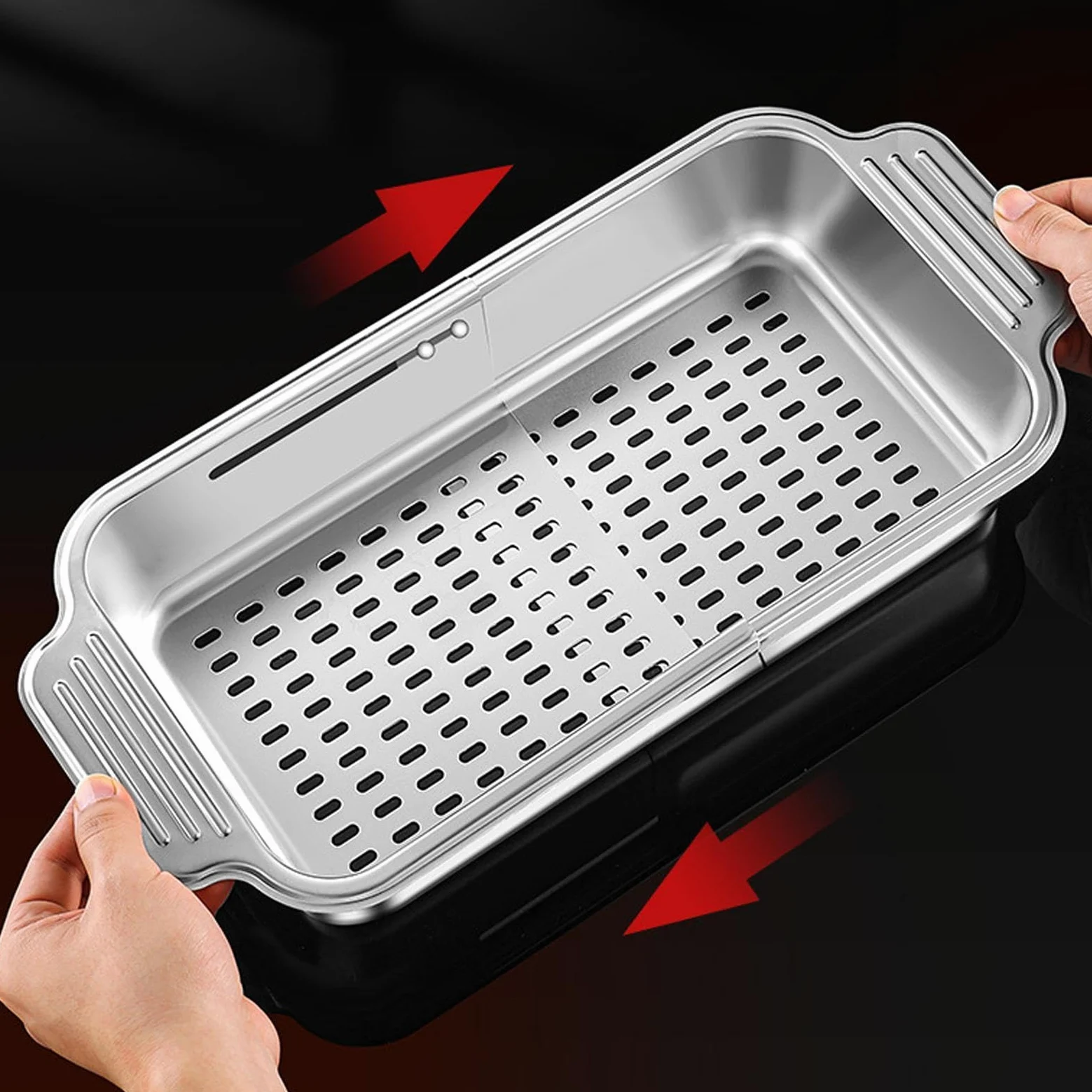 Escurridor Expandible Sobre El Fregadero Colador Telescópico Filtrante | Colador Antiatasco para Fregadero para Verduras, Frutas, Pasta, Utensilios, Menaje, Cocina, Hogar, Apartamento, Restaurante