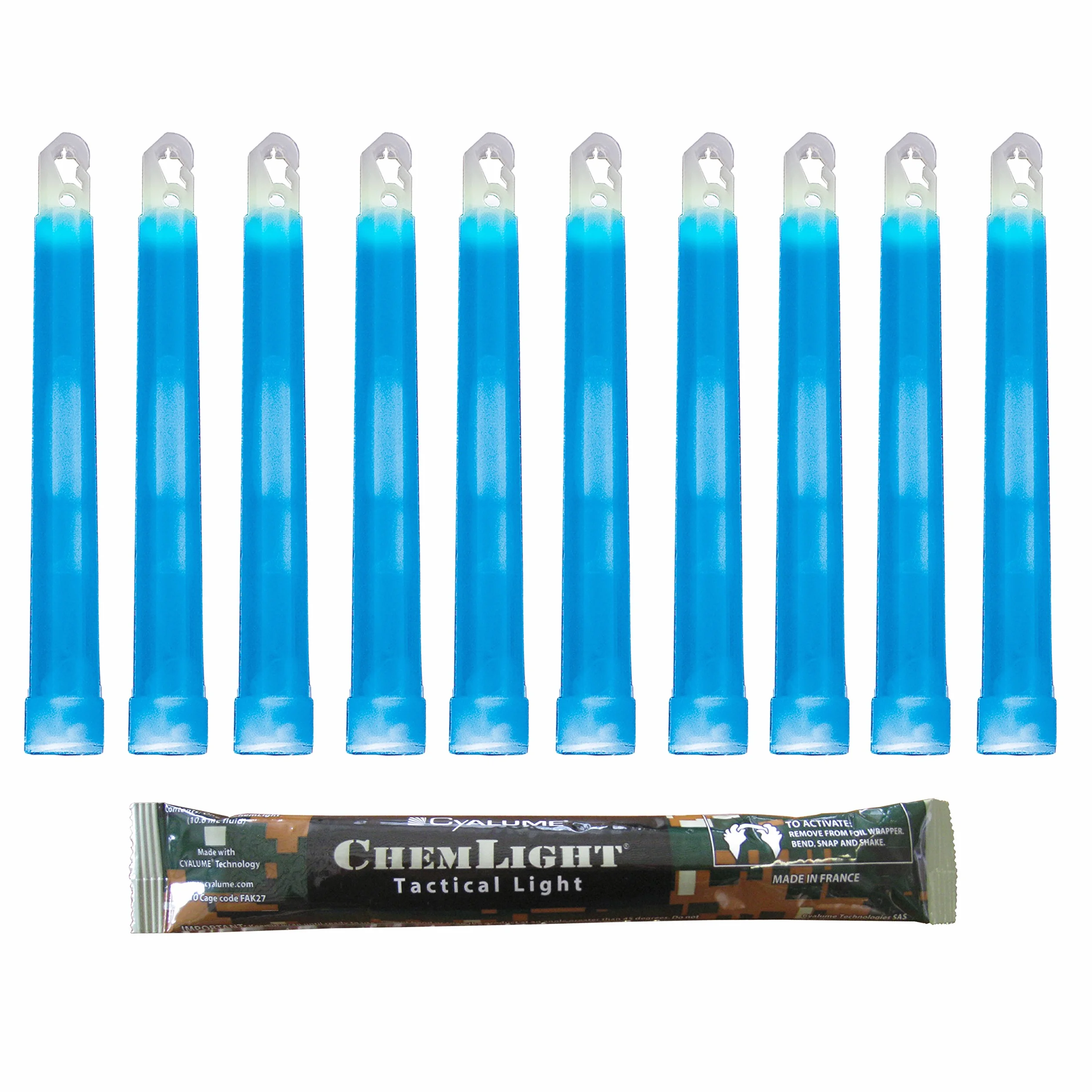Cyalume ChemLight Barra de Luz Azul Militar 15cm 8 Horas Caja 10