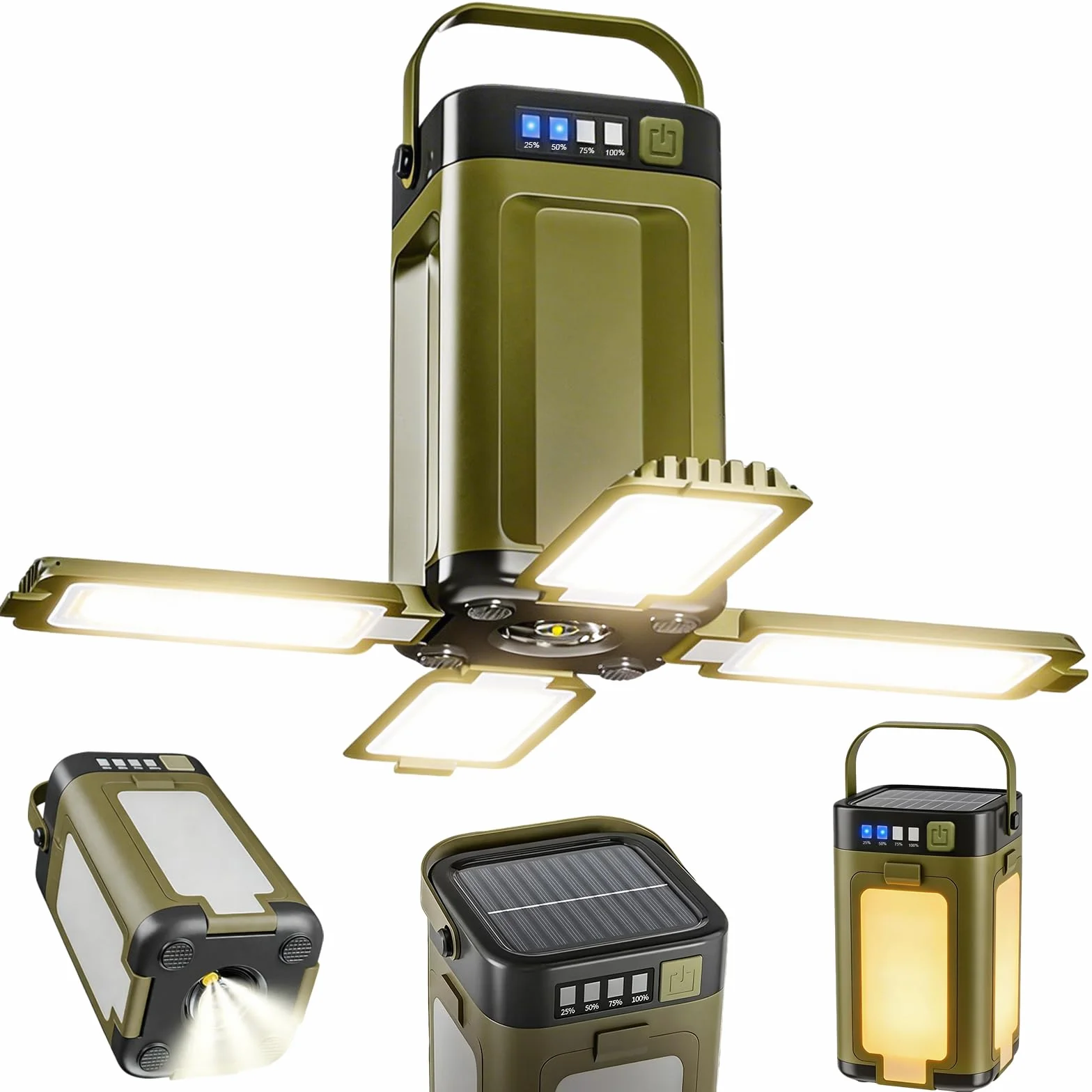 Lámpara Camping LED Solar Plegable Impermeable 6 Modos Iluminación Exterior