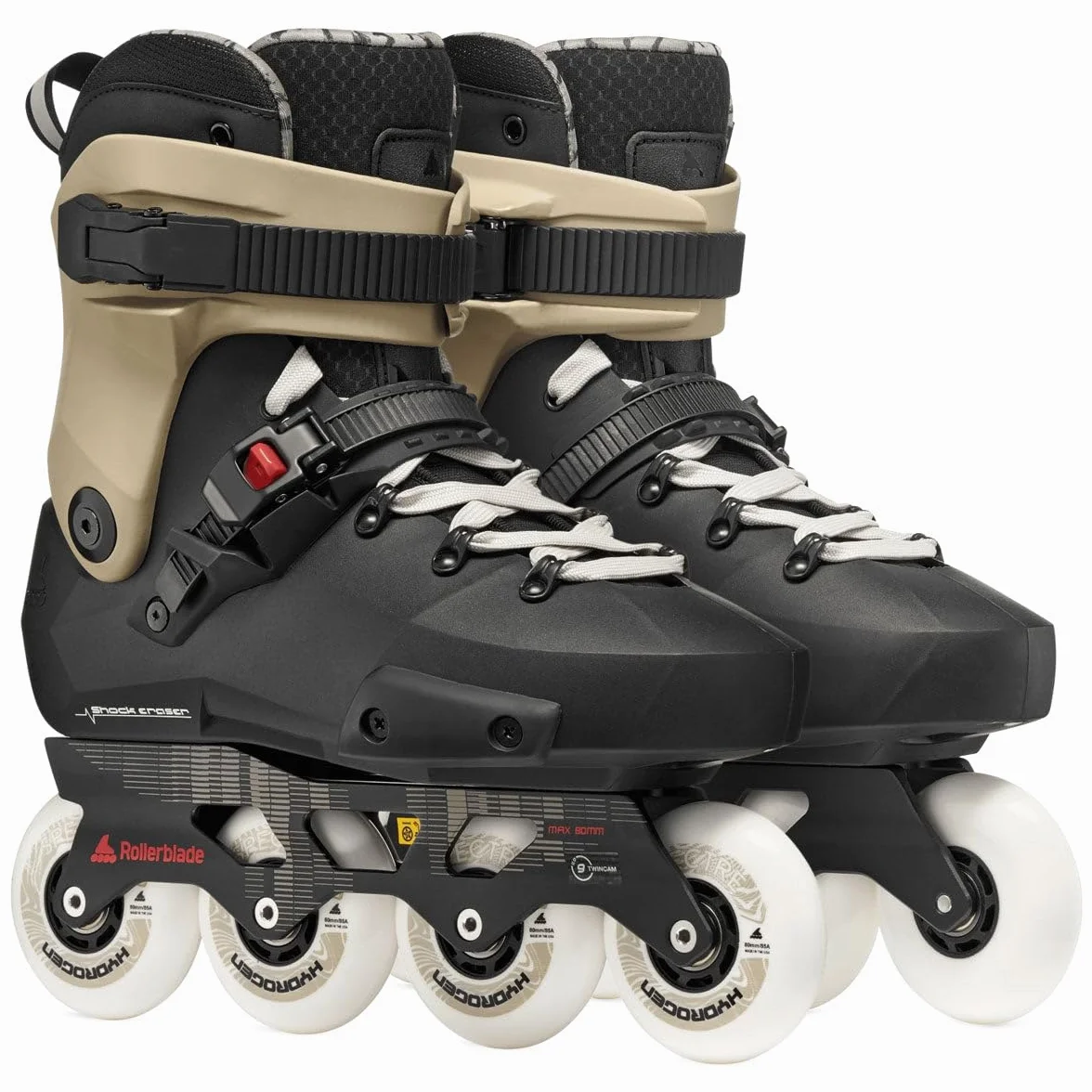 Rollerblade Twister XT Patines Freeskate Urbano Negro/Arena/Rojo con Ruedas Hydrogen Spectre 80 mm y Guía de Aluminio Extruido