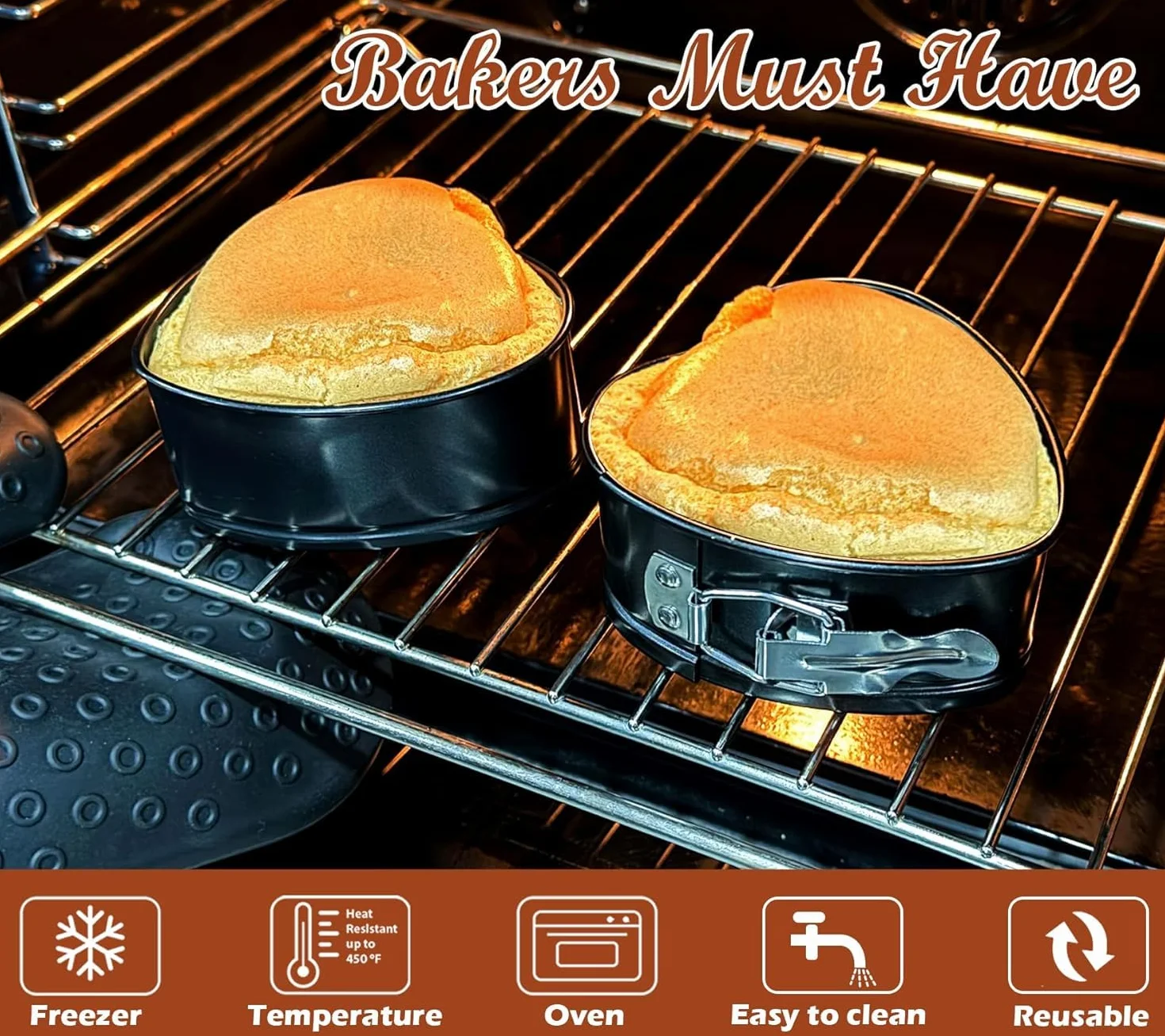 CHEFZOCO Molde repostería corazón, Molde para enamorados, Molde para Horno, Molde san valentín, Molde Pasteles, Soporta hasta 230ºC, Antiadherente, Liberación rápida Clip-Clap, Diámetro 27x24.5 cm