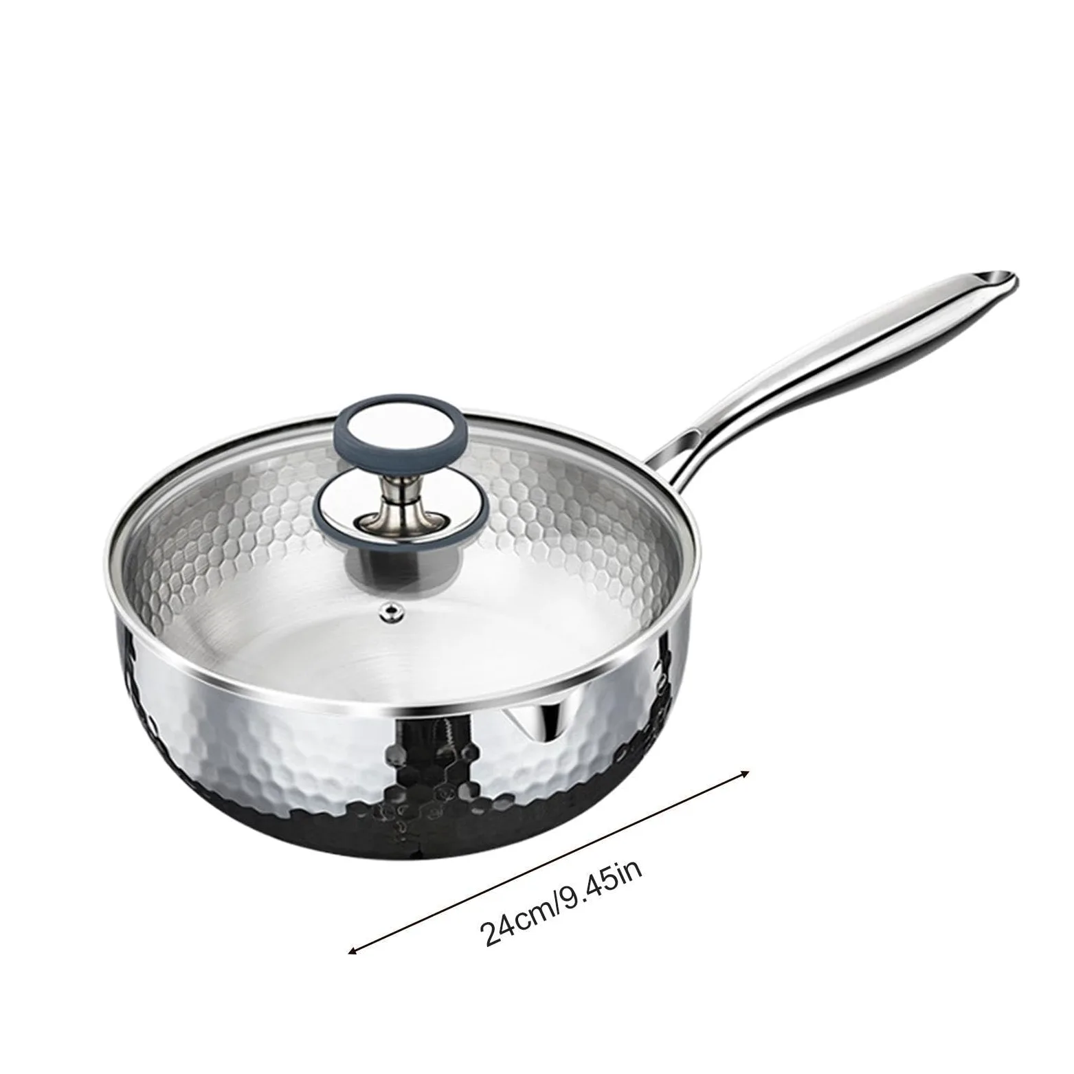 Cazo De Salsa Recipiente de Acero Inoxidable con Asa y Pico Vertedor | Cazo Pequeño Para Vapor Y Salsas Para Freír Cocer A Fuego Lento Hervir Cocinar Comidas Saludables En Cocina Y