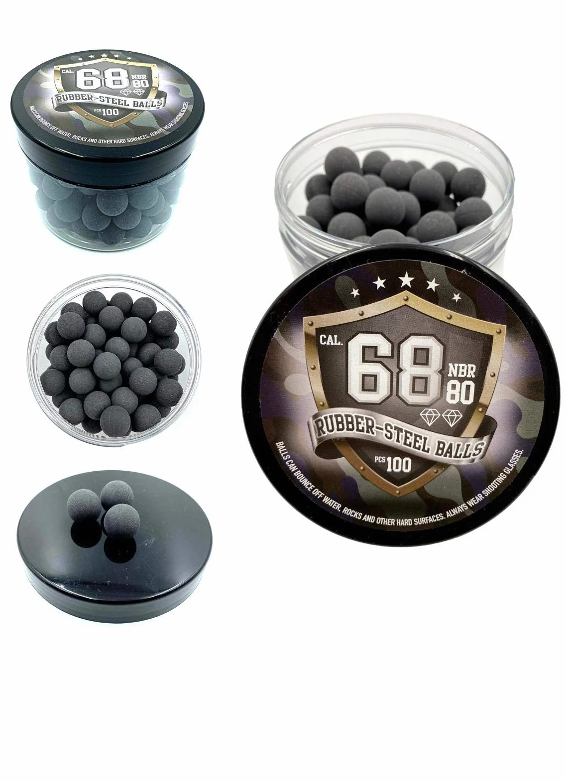 Bolas de Goma Maciza SSR 100 Calibre .68 Paintball Rubberballs HDS SG 68 T4E