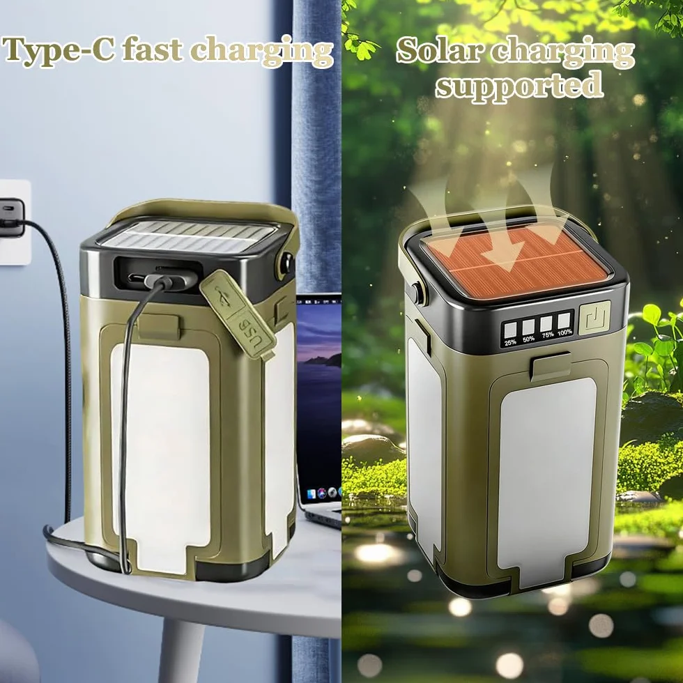 Lámpara Camping LED Solar Plegable Impermeable 6 Modos Iluminación Exterior
