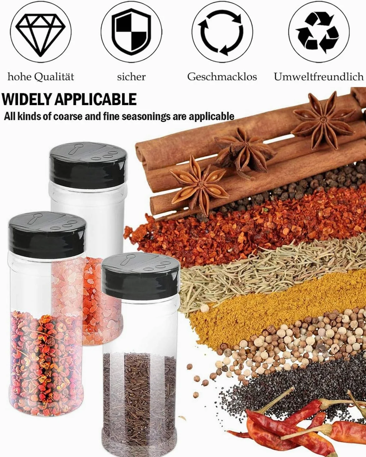 5 PCS agitador de especias, tarros de plástico vacíos, contenedor de especias transparente, contenedor de tarro de especias, caja de especias pequeña(100 ml)