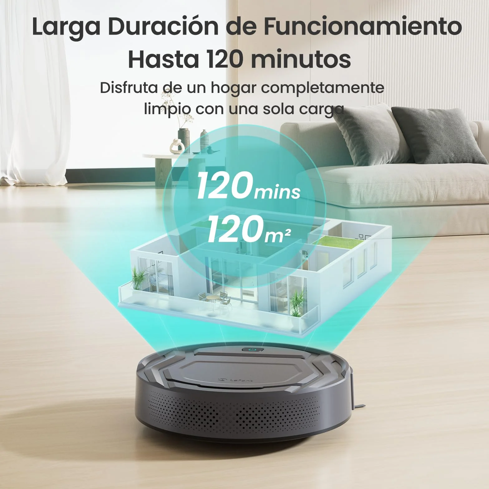 Lefant Robot Aspirador, Succión de 2200 Pa,120 Min Autonomía, Aspirador Robot Sin Enredos, Delgado, Wi-Fi/App/Alexa, Ideal para Pelo de Mascotas, Alfombras de Pelo Bajo (M210 Pro Gris)