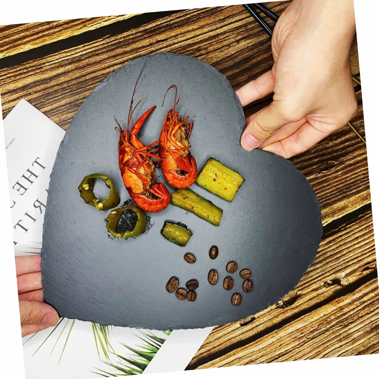 SECFOU 2piezas Platos De Pizarra Unid Plato Para Postres Bandeja Para Pasta Para Servir Comida