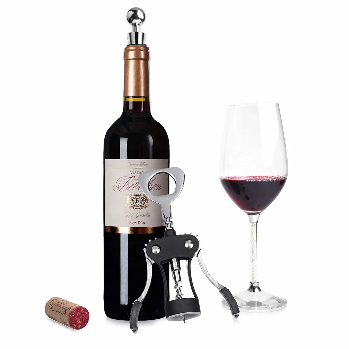 Foho Sacacorchos, Sacacorchos de abrebotellas de cerveza de vino tinto con tapón de botella de vino
