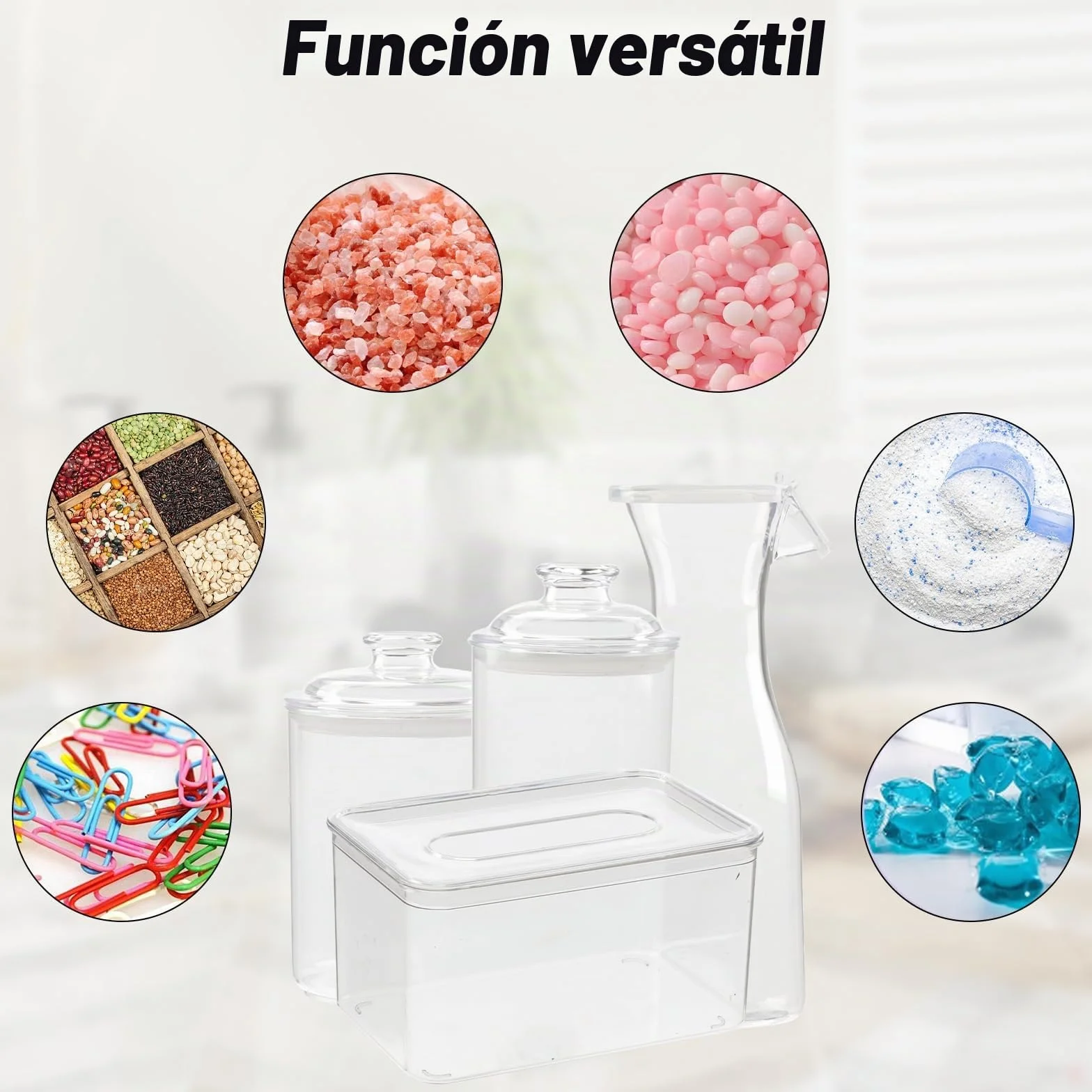 Contenedor Detergente Polvo,4 Tarros para Organización de Lavandería,Lavanderia Organizador,Pastillas Lavadora Caja de Almacenamiento de Plástico,Contenedor de Almacenamiento de Detergente en Polvo
