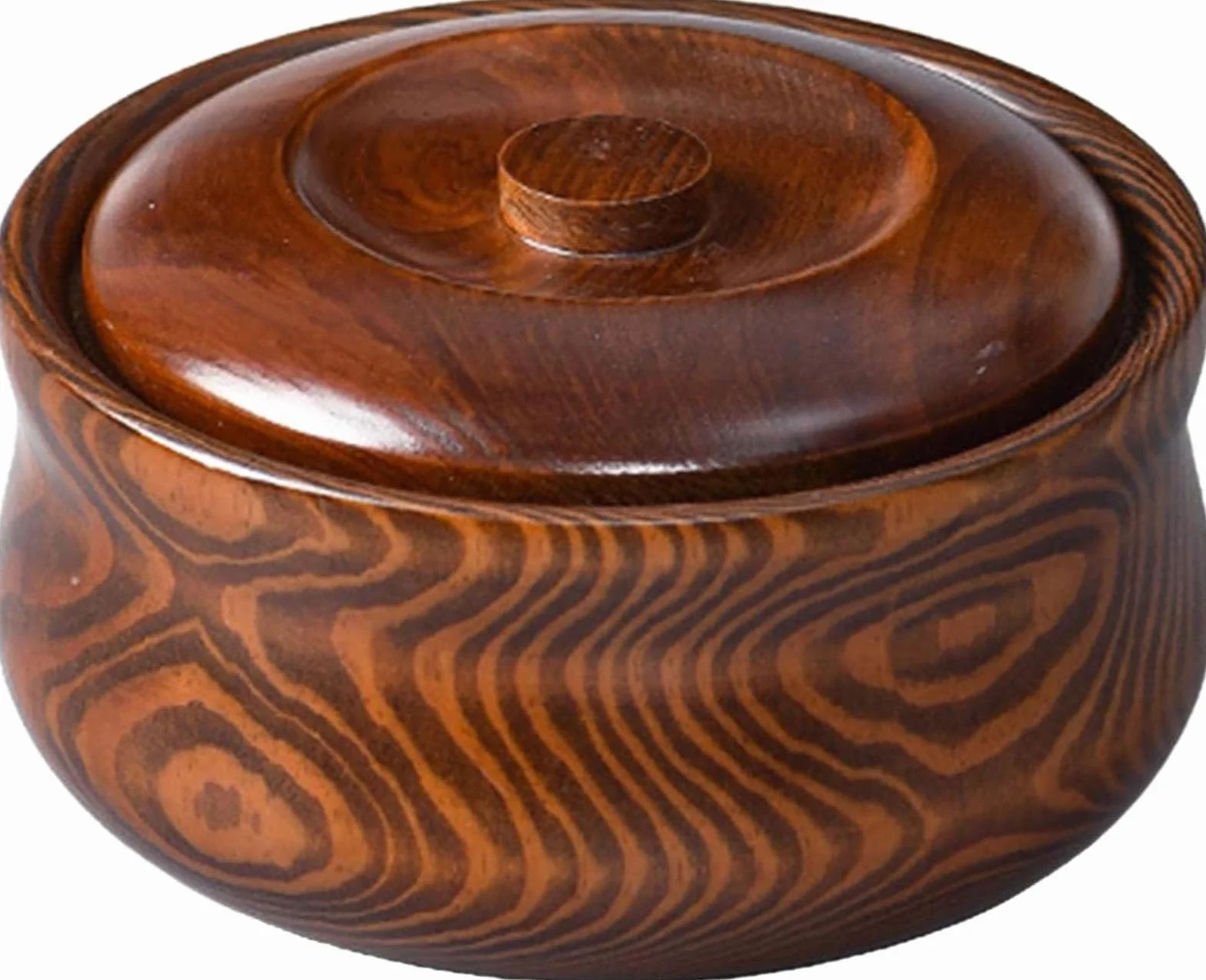 Tazón De Madera con Tapas Decoración del Hogar Tazón De Ramen De Madera para Sopa Cereal para El Almacenamiento De Cereales para Ensalada(Size:23cmx7.5cm)