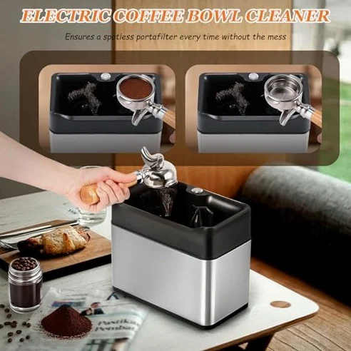 Limpiador de máquina espresso, raspador automático de café de alta velocidad, soporte de montaje universal para portafiltros de 51 mm/58 mm, herramienta de limpieza profesional