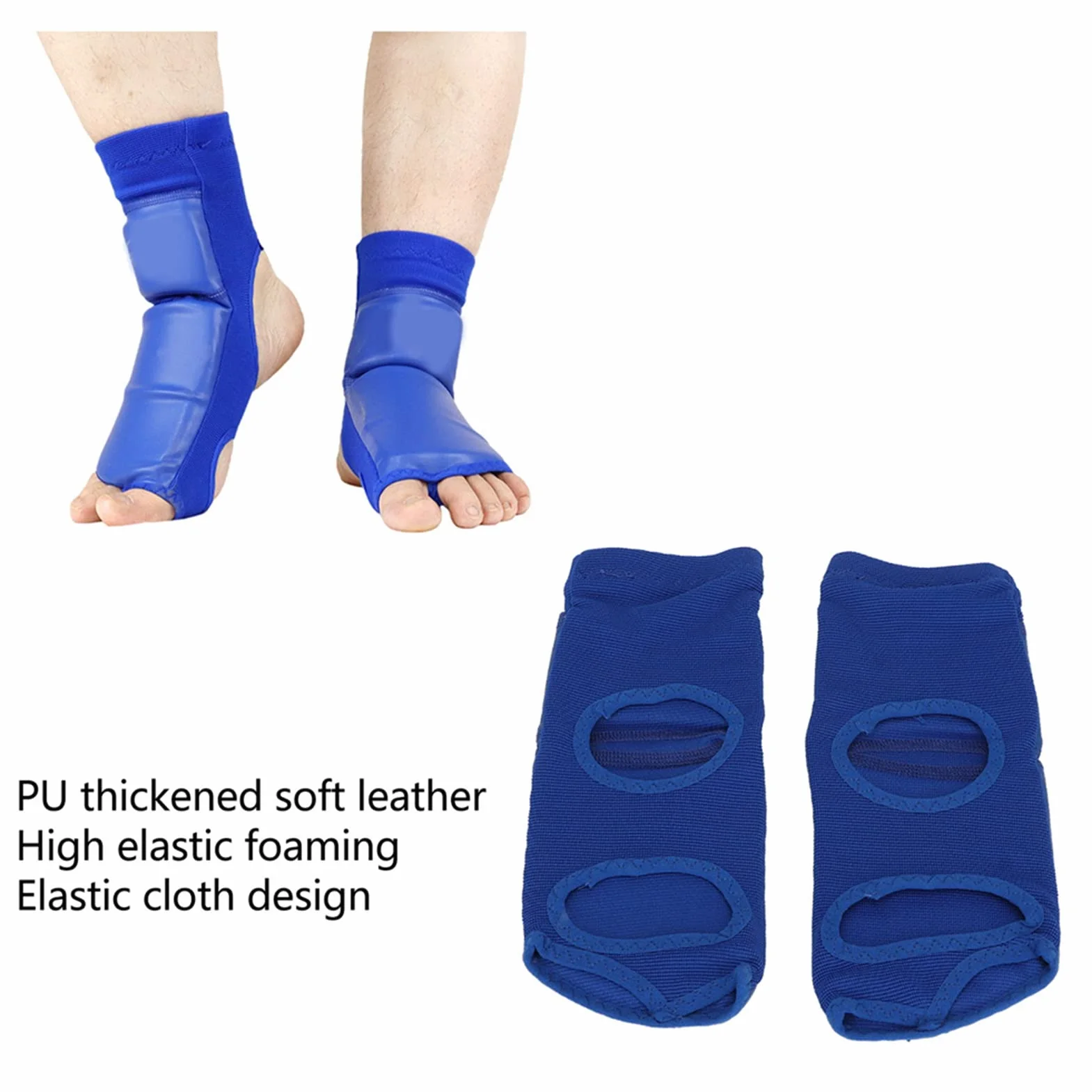 Protector de Tobillo Tobillera Boxeo Azul Piel Sintética Unisex 2 Unidades M