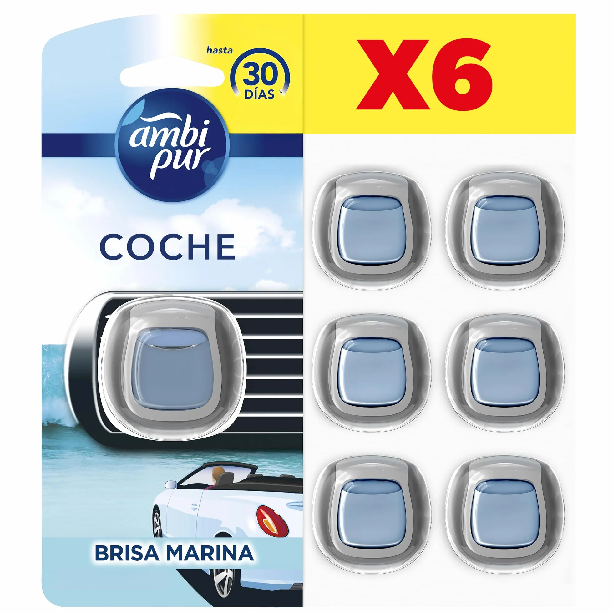 Ambi Pur Brisa Marina Difusor Y Fragancia Para Ambientador De Coche 6 Unidades