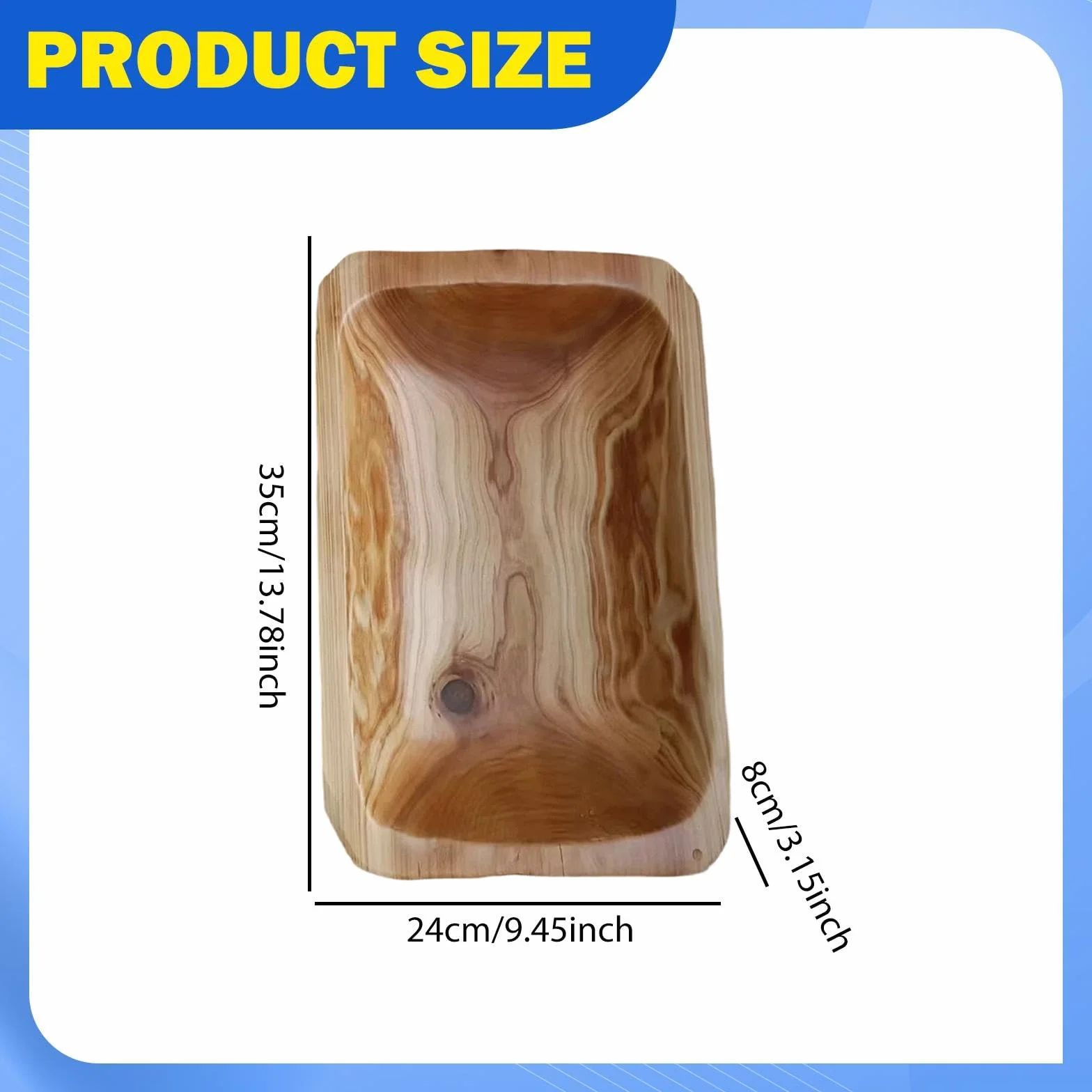 Bol de Ensalada de Madera Maciza, Fuente Rectangular para Servir, Bandeja de Fruta, Bandeja de Aperitivos, Plato de Postre, Hecho a Mano, Madera Natur, Style D, Individual