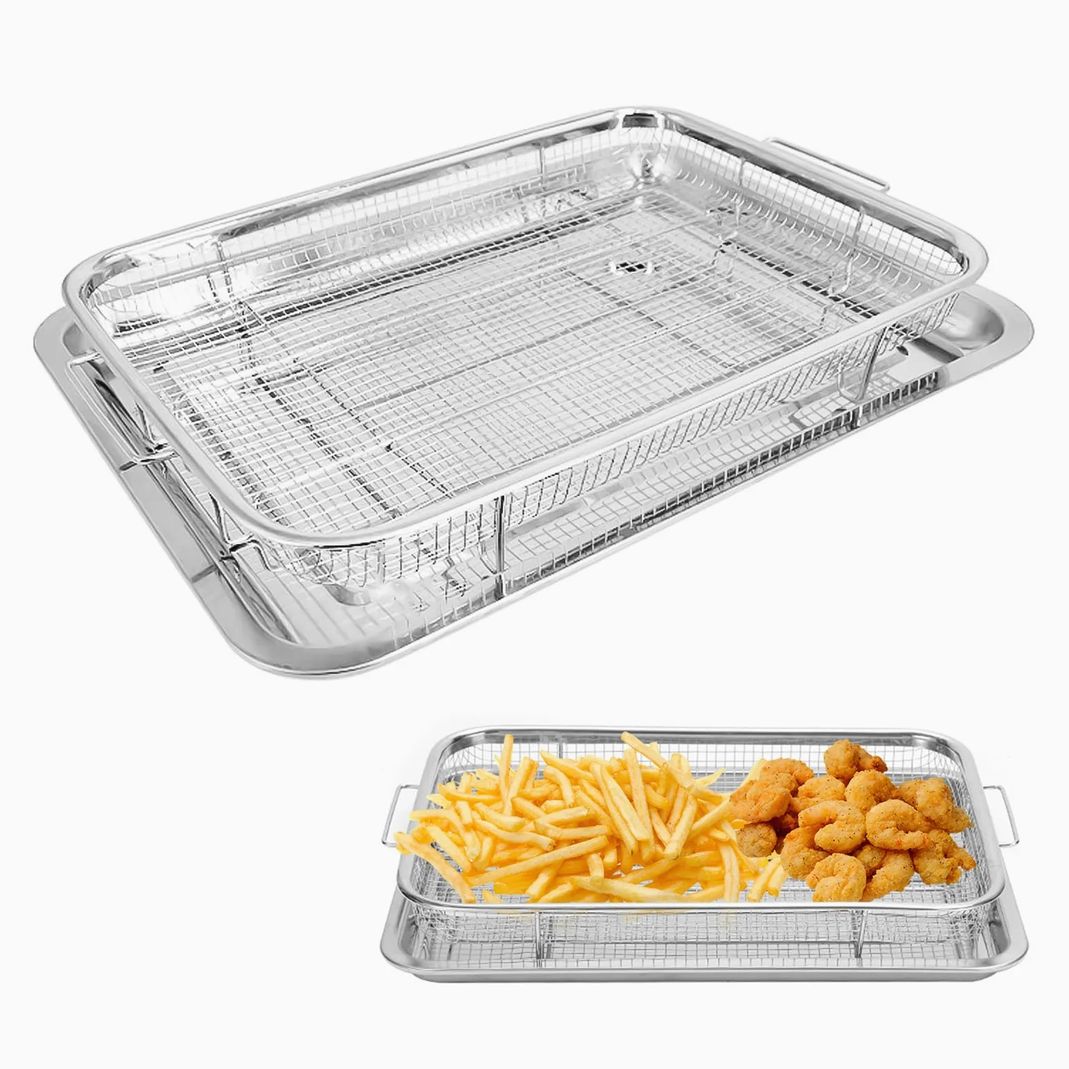 Bandeja de horno con rejilla de enfriamiento, 29 x 39 x 6 cm, acero inoxidable, bandeja para hornear y rejilla para tartas, menos pegajosa, cesta para hornear galletas, parrilla y refrigeración, apta