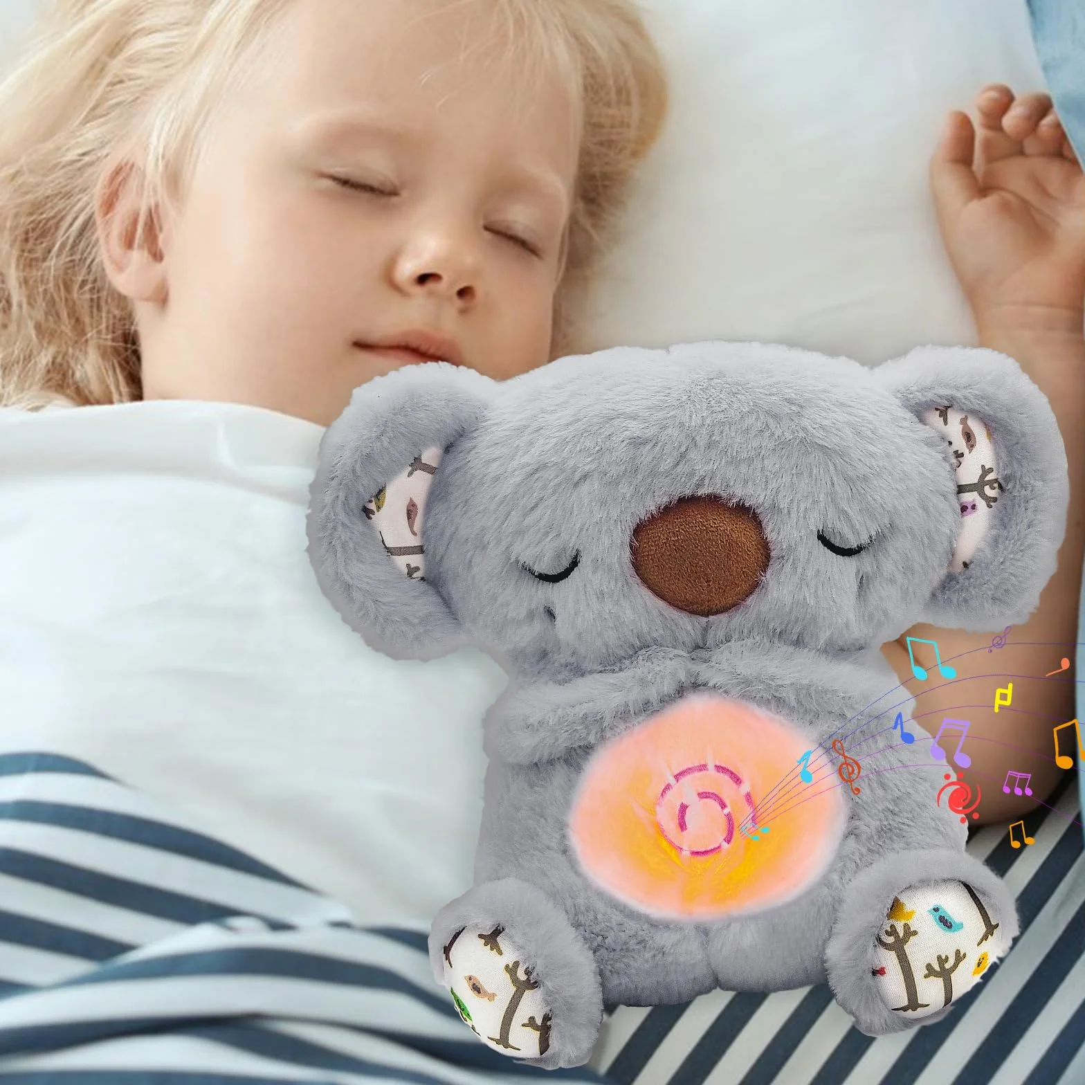 Koala Que Respira Peluche con Música y Luces Nutria Bebé Gris