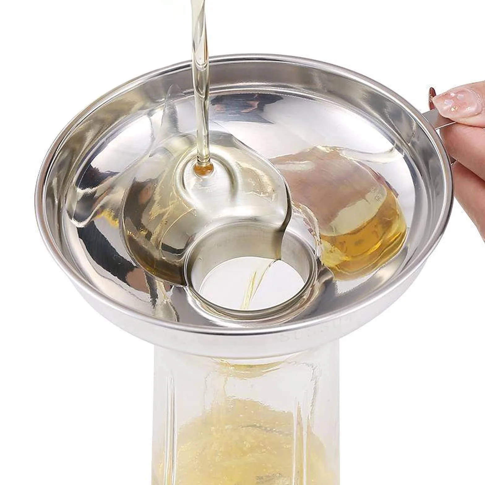 Embudo de Acero Inoxidable, Juego de 3 Embudos para Mermelada, Set de Embudos de Cocina con Pinza de Conservación para Trasvasar Especias, Líquidos, Judías y Mermelada