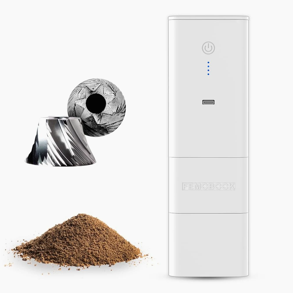 A2 Molinillo de café eléctrico portátil blanco | Molinillo de café inalámbrico recargable por USB, para viajes y preparación en casa