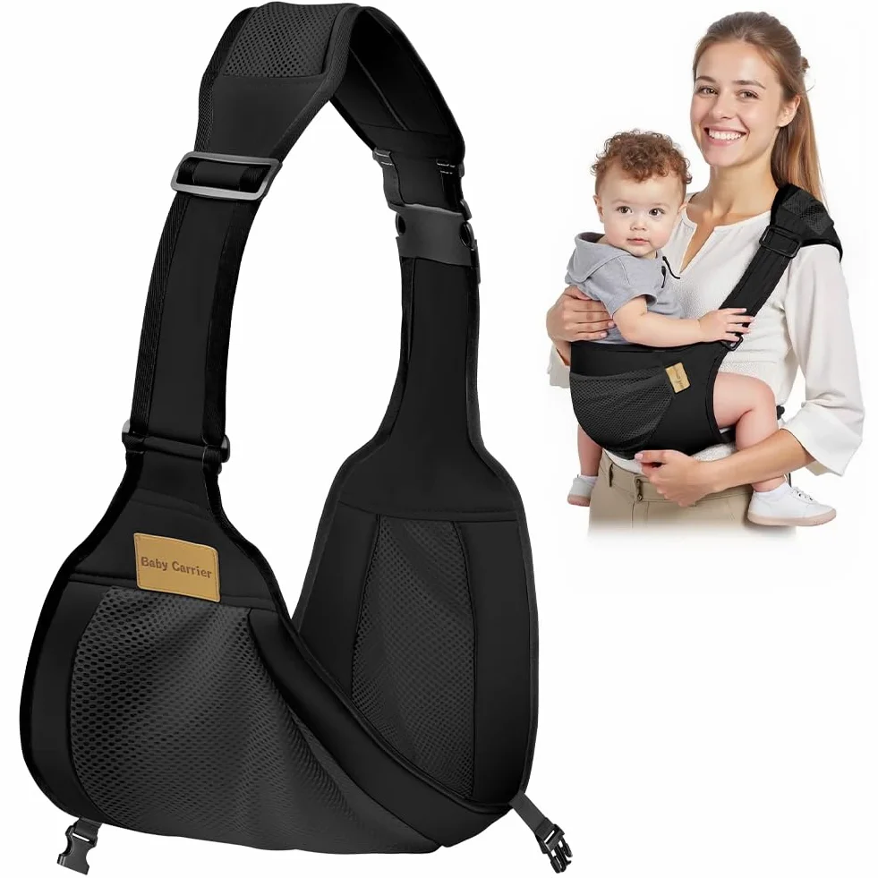 AOOWU Portabebés Ergonómico Transpirable 6-36 Meses 25kg Ajustable Multifuncional Negro