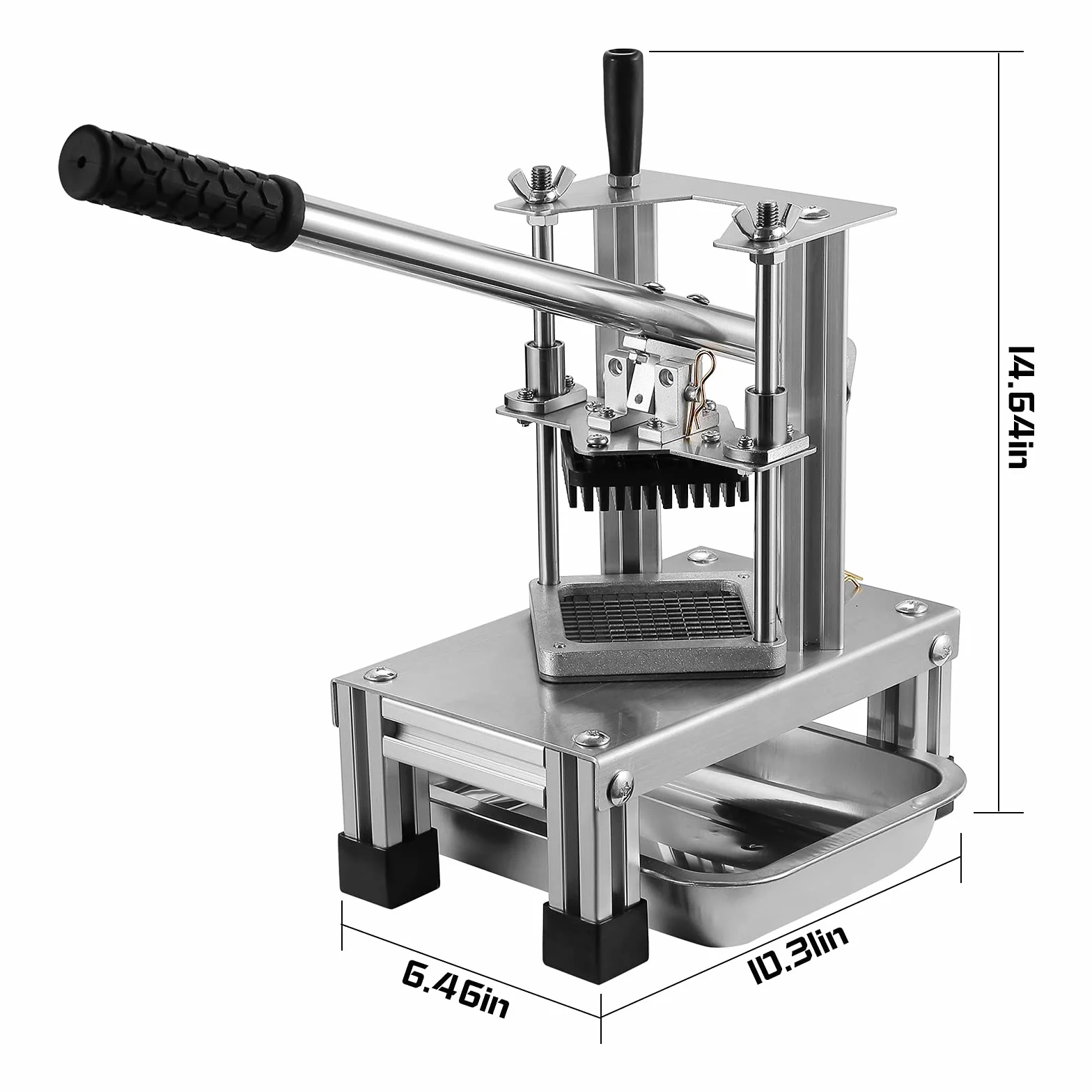 Comercial Cortador de freír francés con 3 Cuchillas de Repuesto, 1/2", 1/4" y 3/8" Cuchillas Trituradora Simple Triturador de Patatas Fritas, Limón y Patatas con Mango Alargado