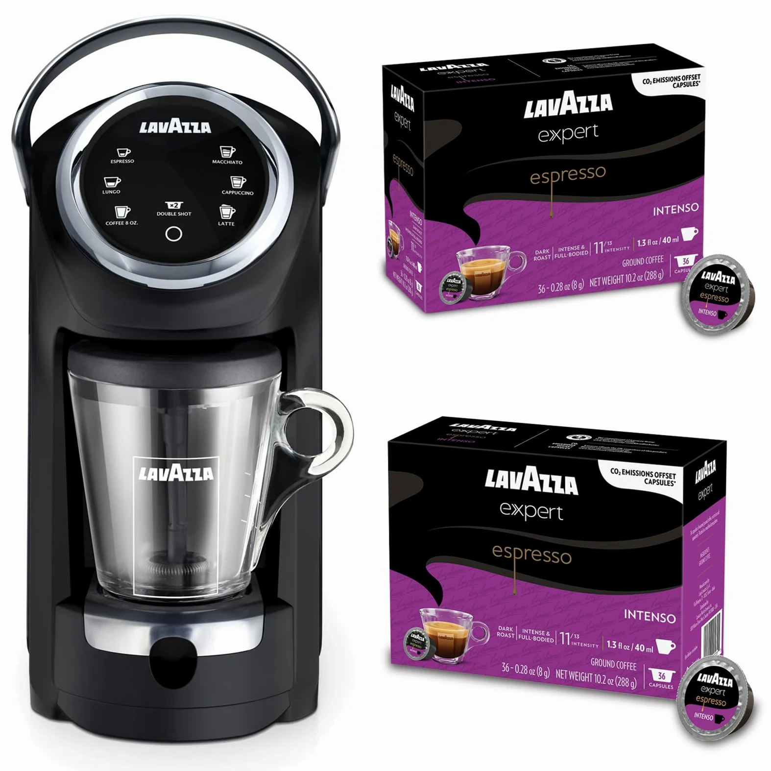 Lavazza Cafetera Classy Plus con cápsulas Intenso, 72 unidades