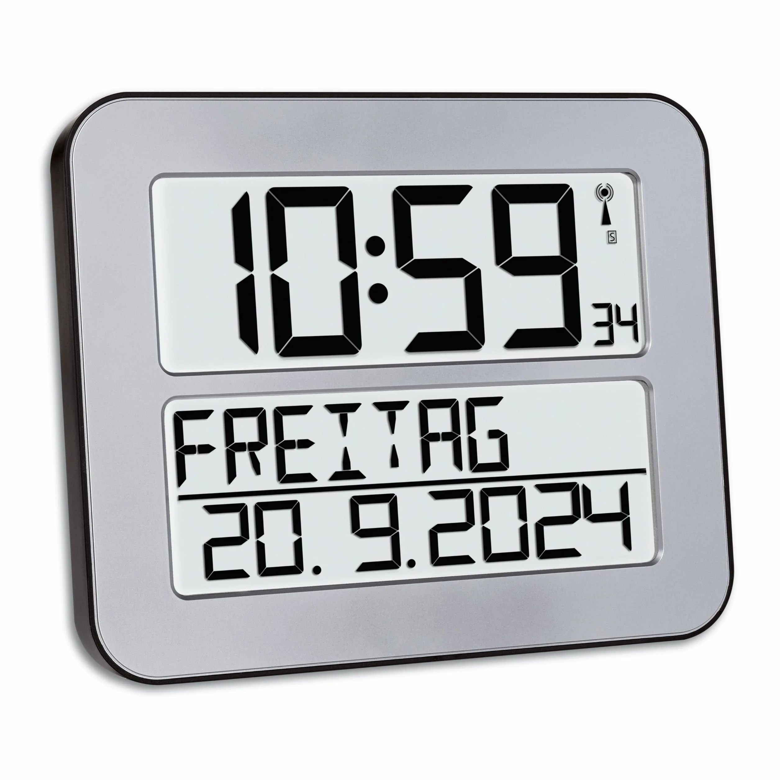 TFA 60.4512.54 - Reloj Digital Mural, Color Plata