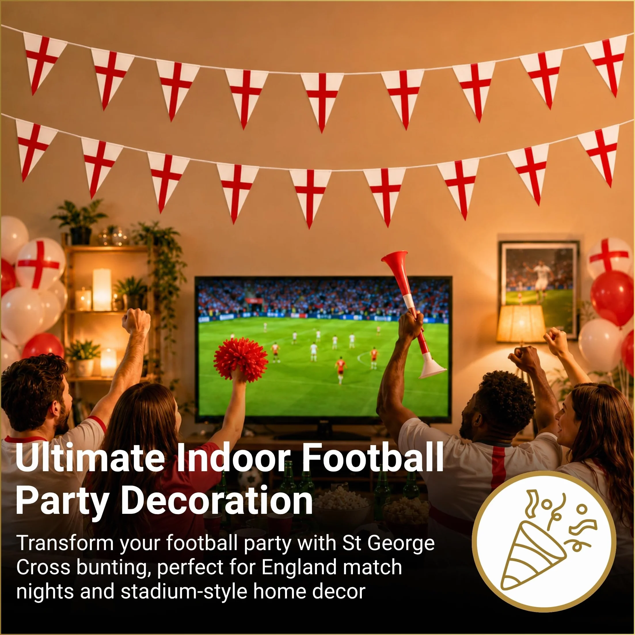 Banderines Cruz de San Jorge 20 m 50 banderas triangulares Inglaterra Decoración Eventos deportivos