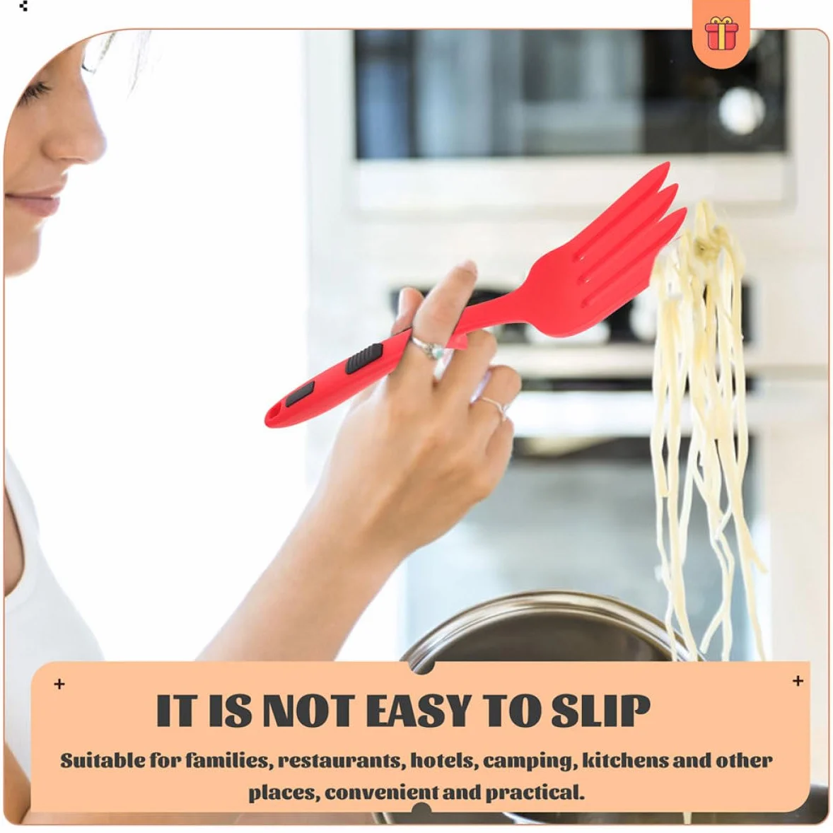 Ciieeo Tenedor de Silicona Flexible Horquilla Multifunción 2 Unidades para Cocina Ergonómico y Antiadherente para Pasta y Uso Doméstico
