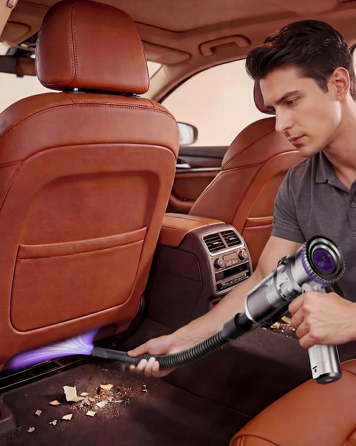 Aspirador de Mano, 28000PA Aspiradora sin Cable con Taza Grande Colector de Polvo, 4 en 1 Aspirador Coche con Motor Sin Escobillas, 3 Niveles Mini Aspiradora para Coche, Pelo de Mascotas, Hogar