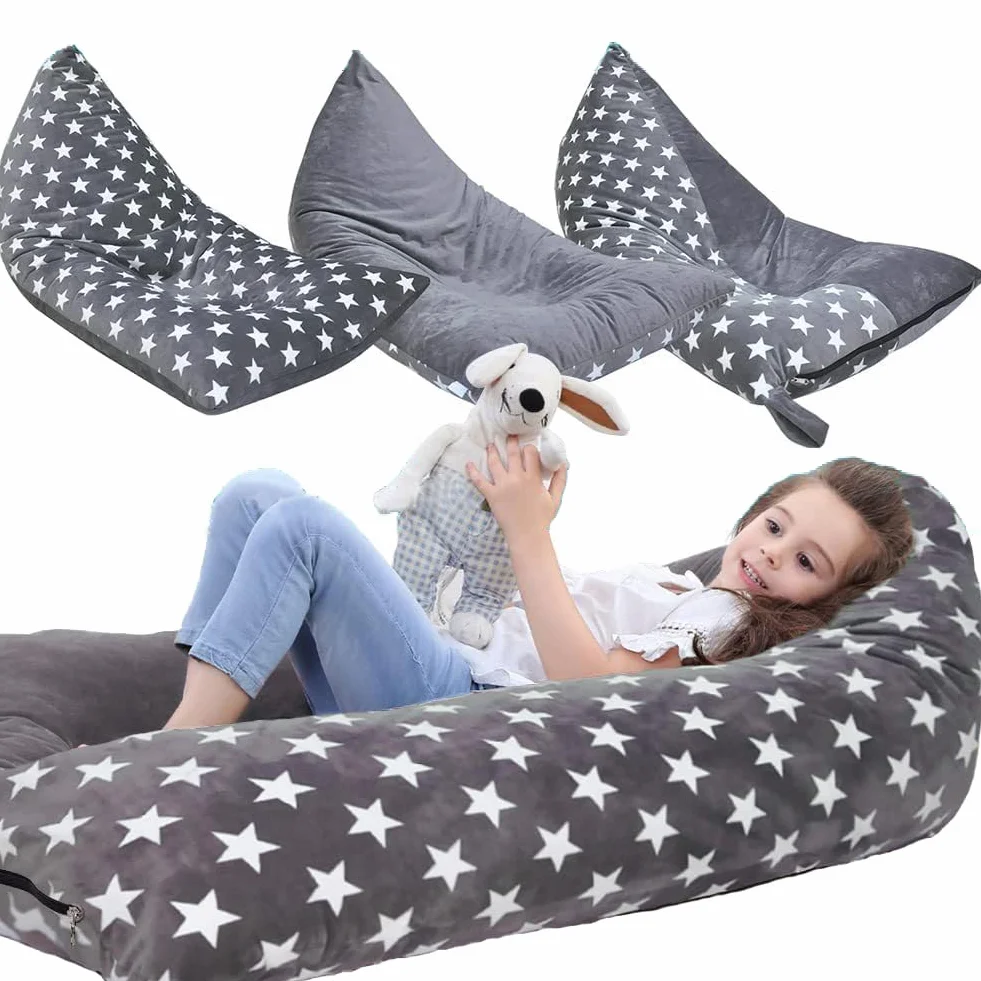 iFCOW Bolsa de almacenamiento para juguetes de peluche, puf organizador de puf, funda de silla para organizar juguetes de peluche (sin relleno, solo funda)