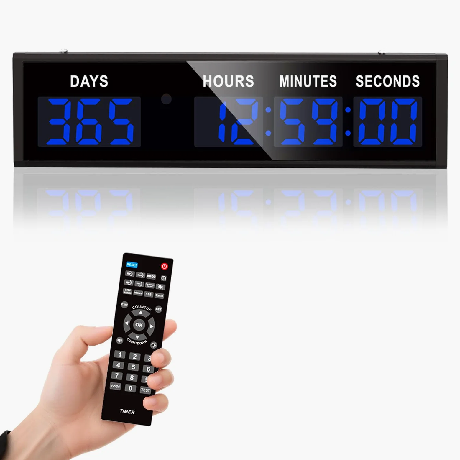 Aisny Temporizador Digital de Cuenta Regresiva, Gran Temporizador de 999 días con Control Remoto Calendario Multifuncional de Cuenta Regresiva para Jubilación Cumpleaños Días Festivos Bodas (Azul)