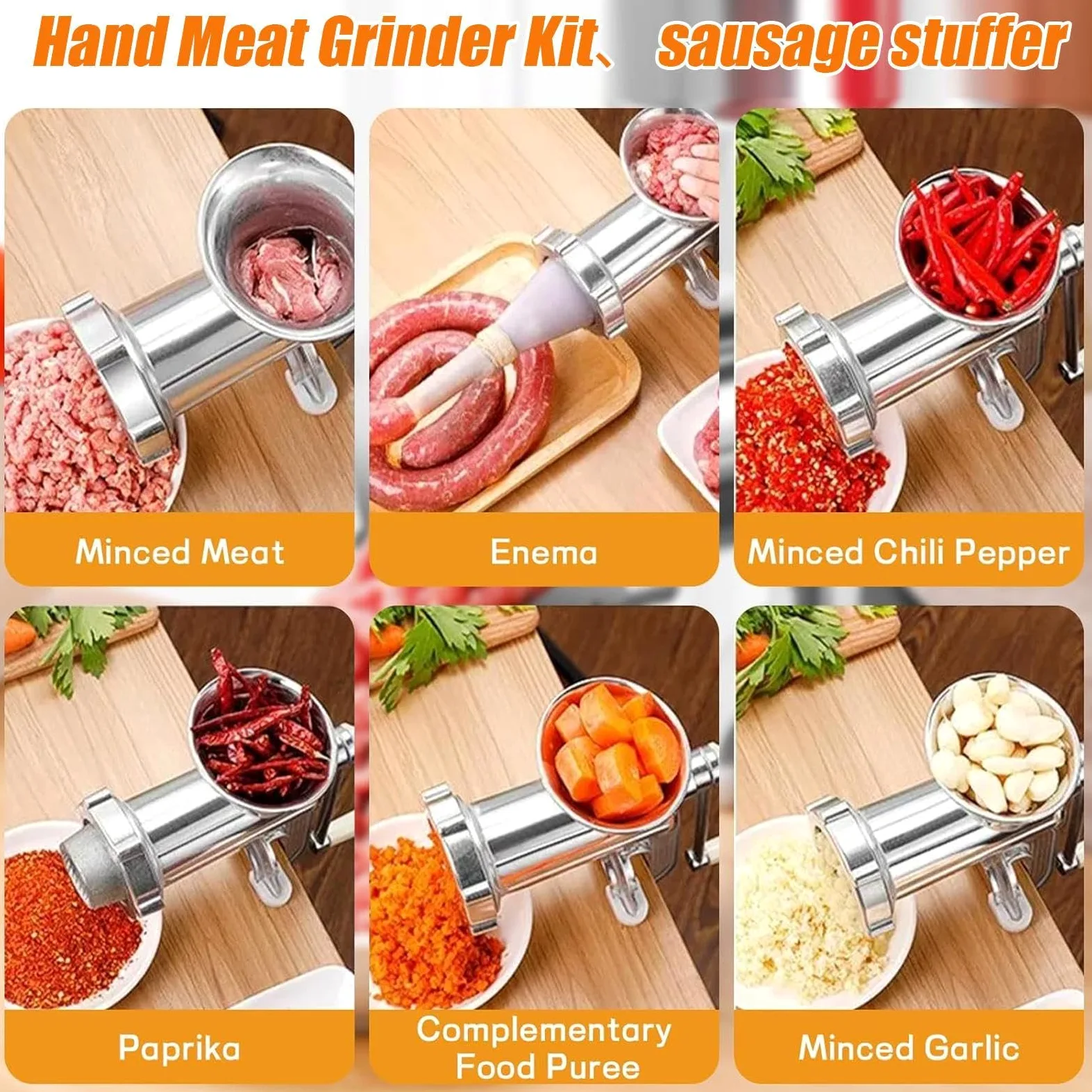 Picadora De Carne Molino De Alimentos Manual Multifunción De Manivela | Hacha de carne adecuada para la casa, dormitorio, apartamento, alquiler, cocina, restaurantes, carne de res y