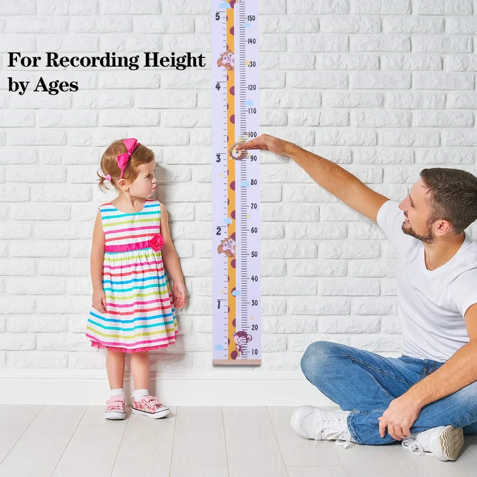 Medidor de Altura Gráficos de Crecimiento para Colgar en la Pared, Regla para Niños y Niñas 20 x 200cm Jirafa