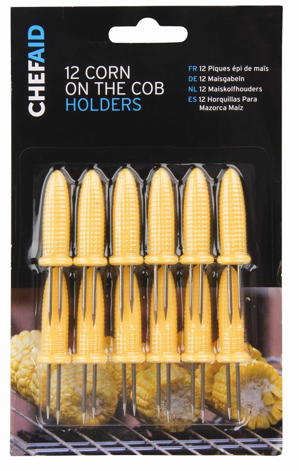 Chef Aid - Tenedores para mazorcas de maíz (12 Unidades), Color Amarillo