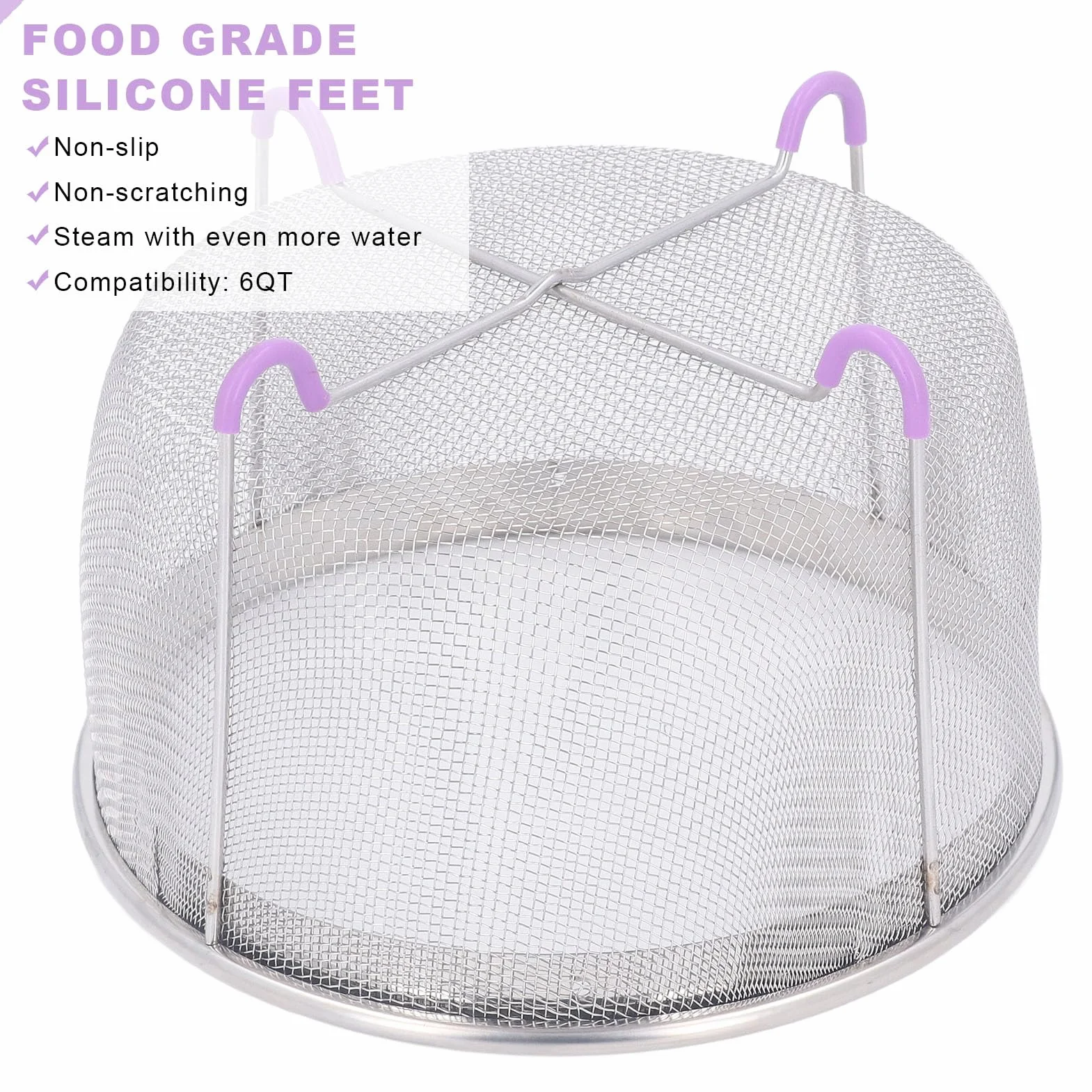 Cesta Vaporera para Olla Instantánea, Inserto de Colador de Acero Inoxidable Cesta de Vapor de Malla Accesorios para Ollas Instantáneas, Cesta Coladora de Red de Malla con Asas
