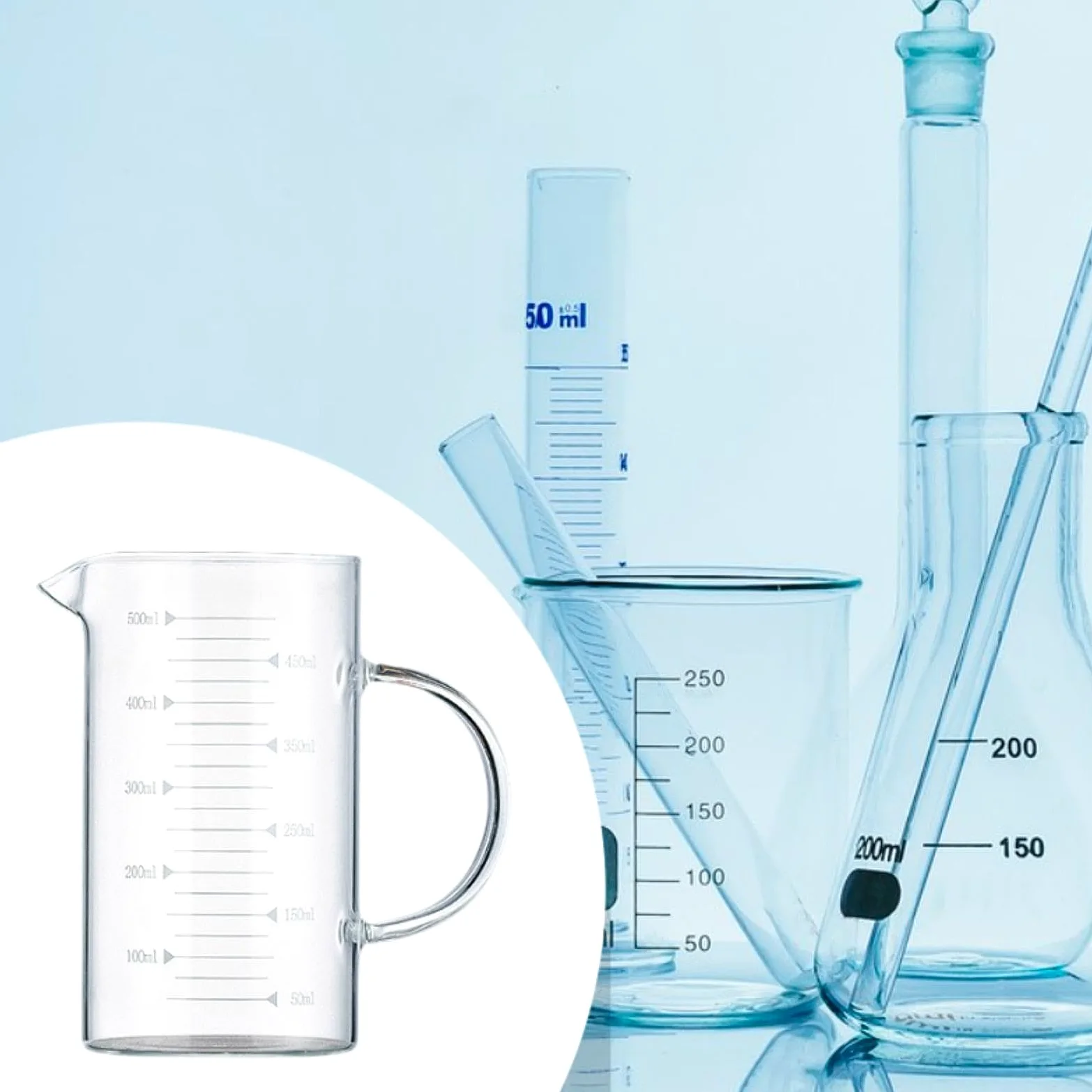 2X Vaso Medidor de Vidrio de Borosilicato de, Vaso Medidor, Jarra Medidora para Restaurante.