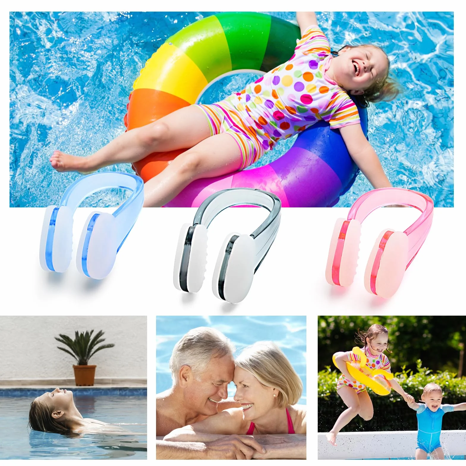 UKOFEW Pinzas de Nariz para Natación Clips Nadar Adulto Niños 3 Colores