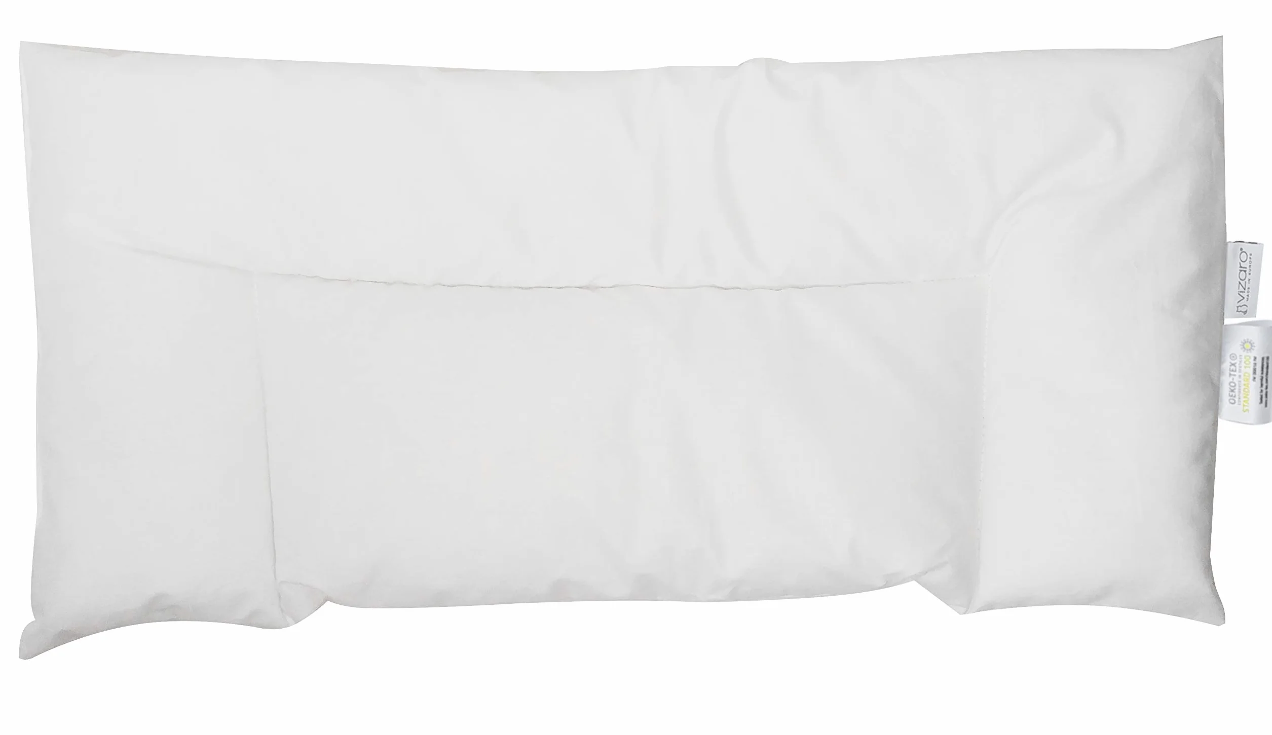 Vizaro - Almohada de Bebé (30x60cm) - Plana - Firmeza Blanda - 300g - Transpirable - Lavable - 100% Algodón - Hecho UE, OekoTex