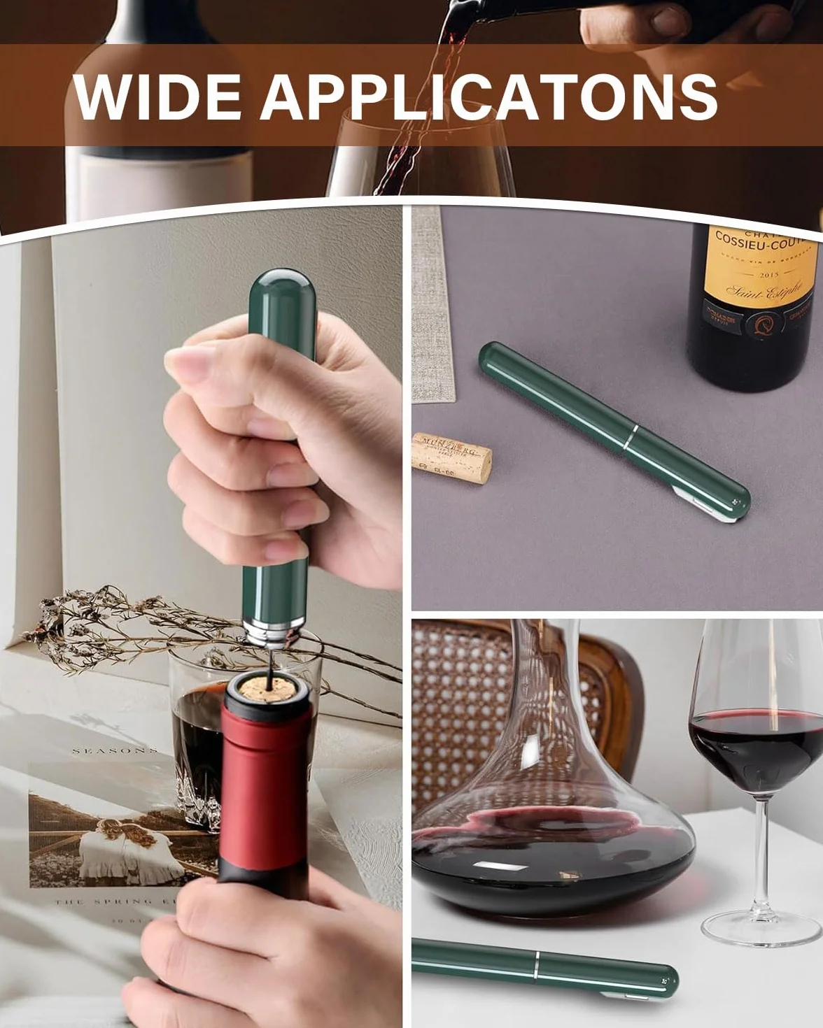 Abrelatas de vino de presión de aire 2 en 1,abridor de vino, abridor de botellas de vino, bomba de aire fácil de abrir, sacacorchos portátil de viaje para Fiesta Cumpleaños