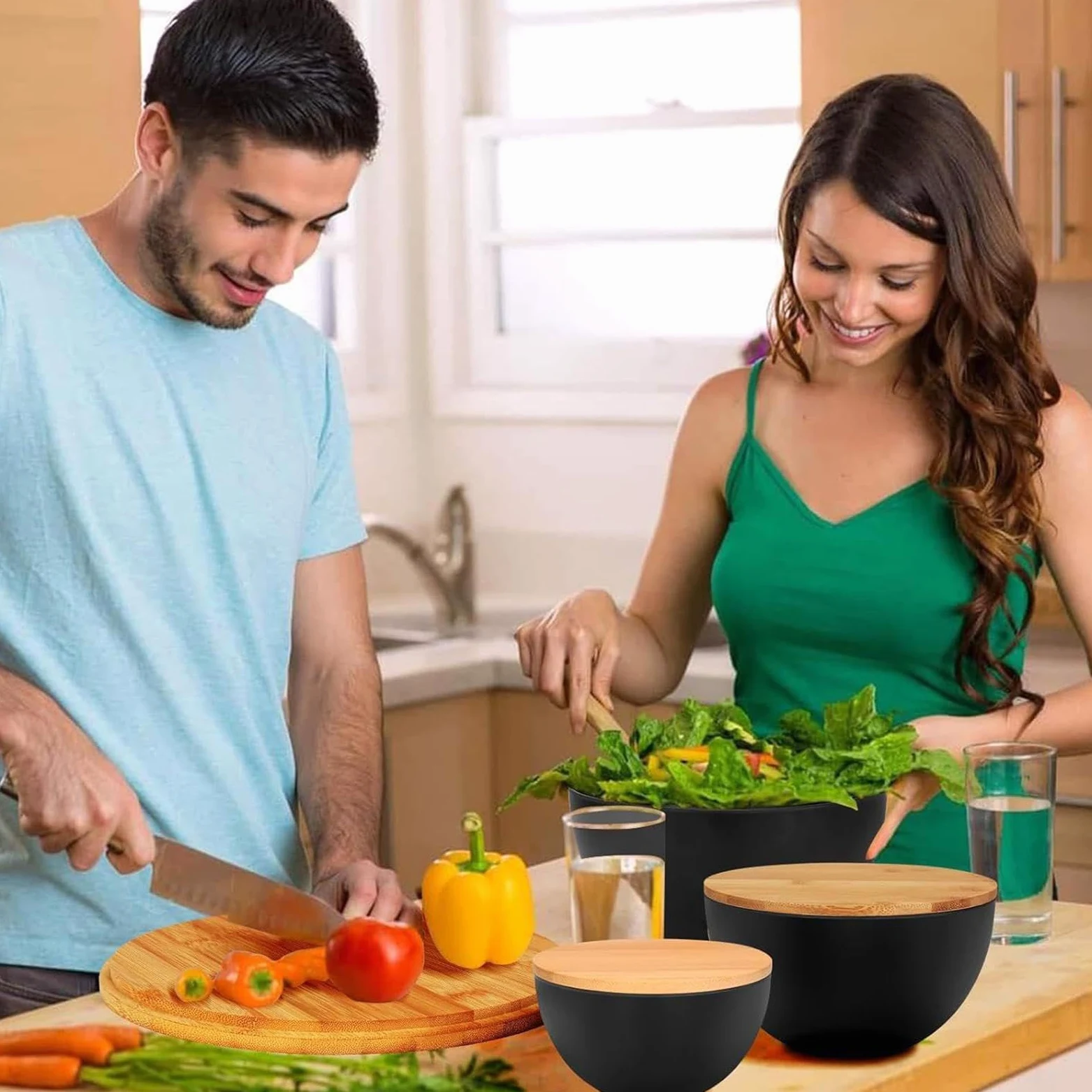 Boles Con Tapa Preparación Almacenamiento Servicio | Contenedores Para Frutas Fruta Cereales Pan Verduras Sopa Comida Cocina