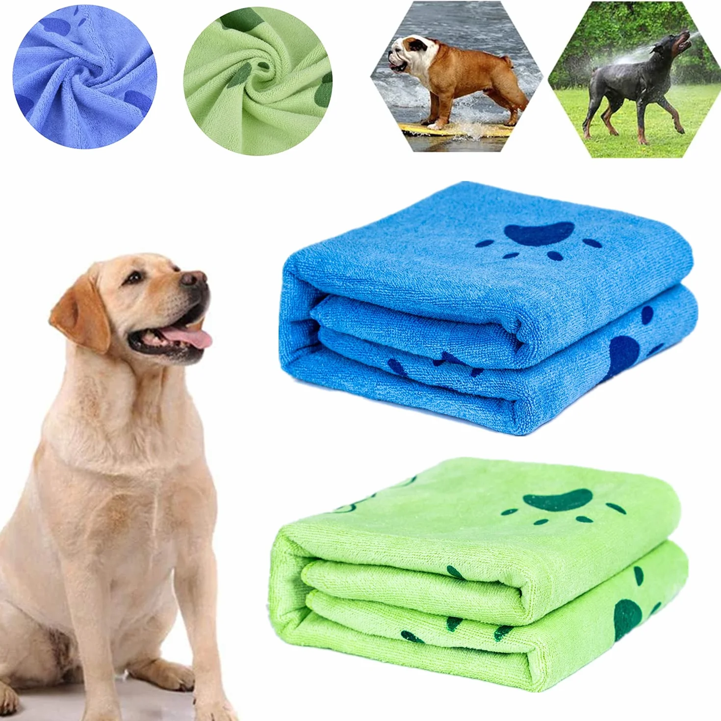 2 Piezas Toallas Baño Perros Toallas de Baño para Perros Toallas de Microfibra para Secar Perros Toallas de Playa Toallas Ultra Absorbentes para Perros Pequeños Medianos