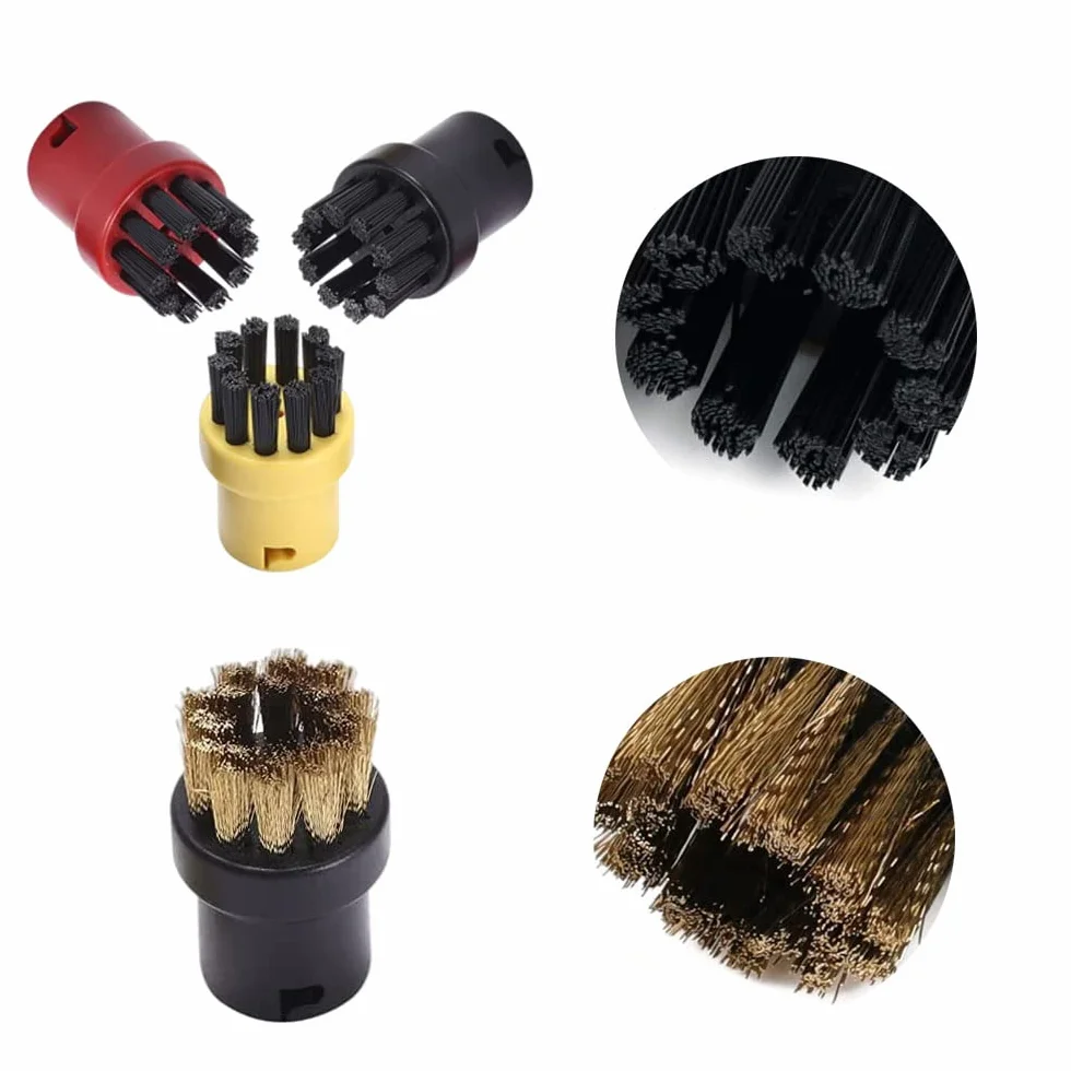 4Pcs Cepillo de Limpieza a Vapor Nylon + Cepillo de alambre de latón Boquillas de limpieza de vapo para Karcher SC1 SC2 SC3 SC4 SC5
