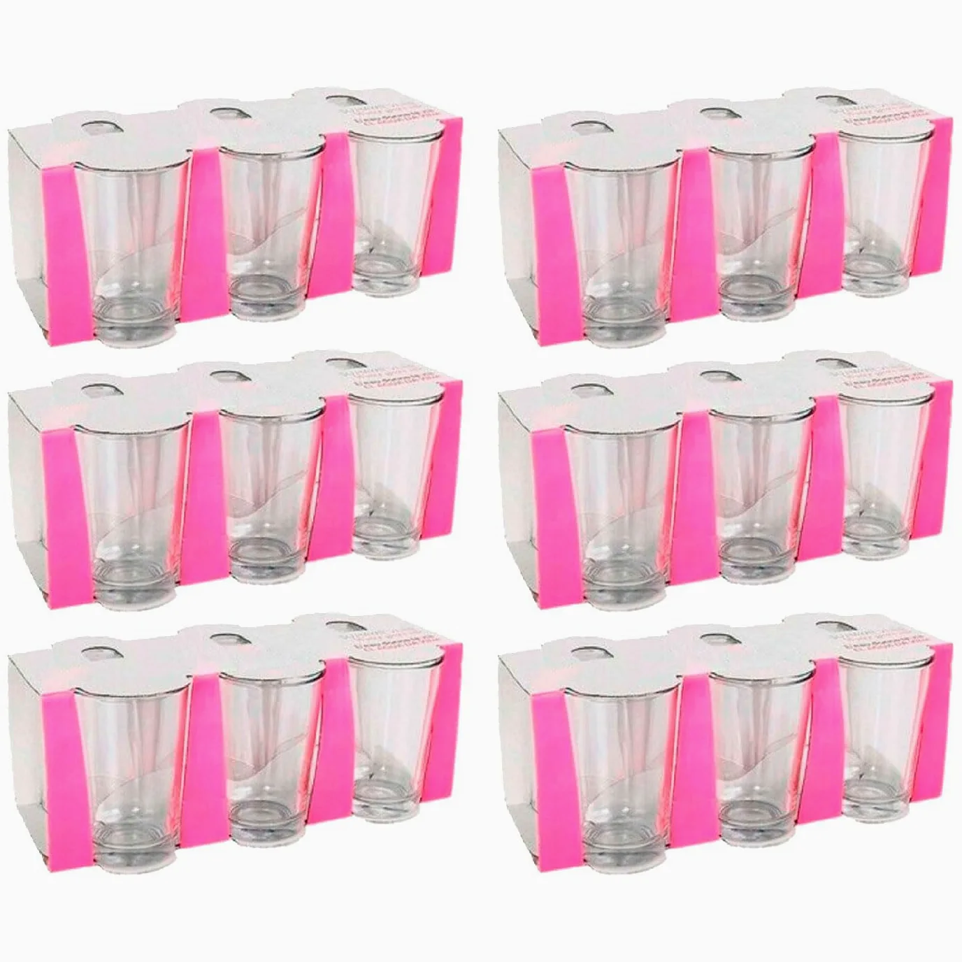 Acan Tradineur - Pack de 6 Caja de 6 Vasos Modelo Lara - Capacidad: 205 ml - Fabricado en Vidrio Resistente - Apto para lavavajillas - Tamaño Aprox: Ø 6,5 x 9,8 cm - 36 Uds Totales