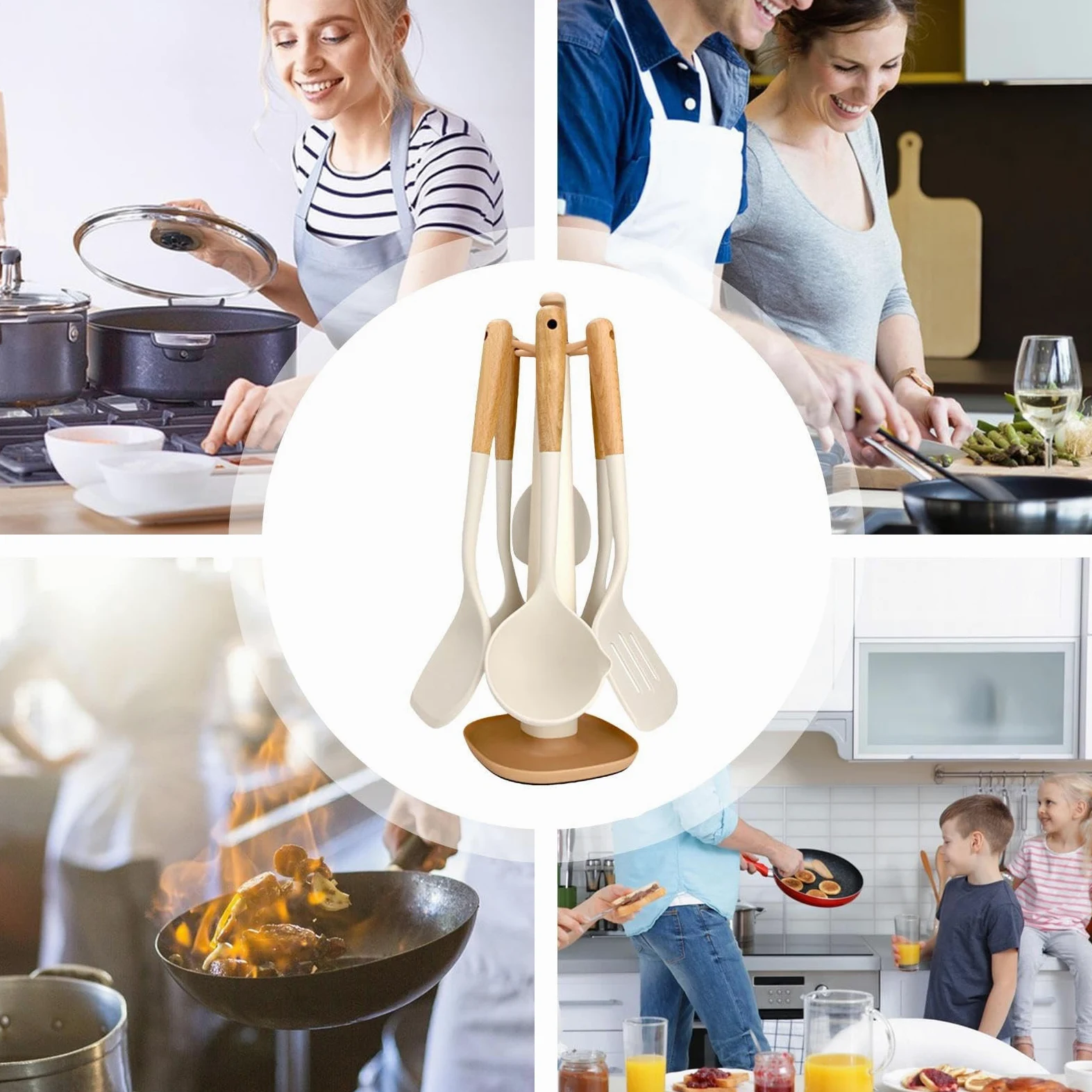 Espátula de silicona silicona alimentaria antiadherente | Espátulas seguras para cocinar Accesorios de Alimenticio para Mezclar, Hornear, Freír, Servir, Preparar, y Exterior