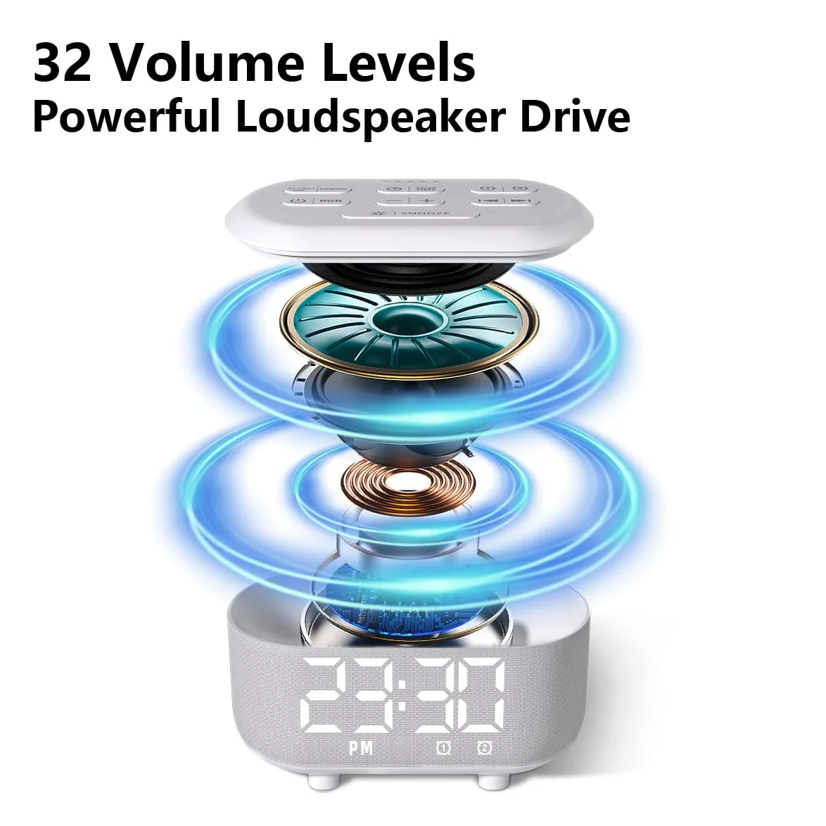 Reloj despertador dual con luz nocturna para dormitorio, reloj digital con 30 sonidos de despertador, reloj despertador para personas que duermen pesadas, repetición de 32 grados de volumen