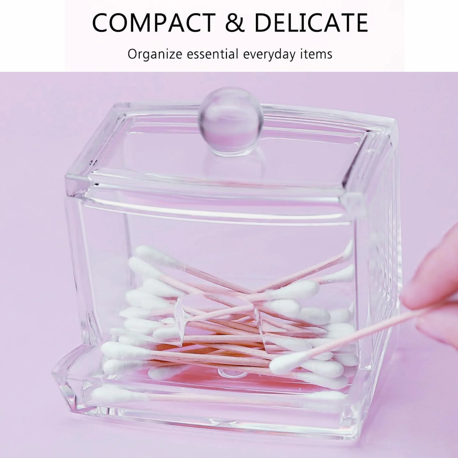 zalati Soporte para bastoncillos de algodón con tapa para baño, organizador de belleza y maquillaje