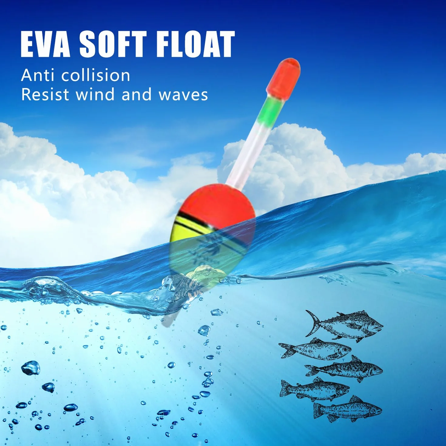 MagiSel Flotadores de Pesca EVA 10g Bobber para Pesca Nocturna Lucio Perca